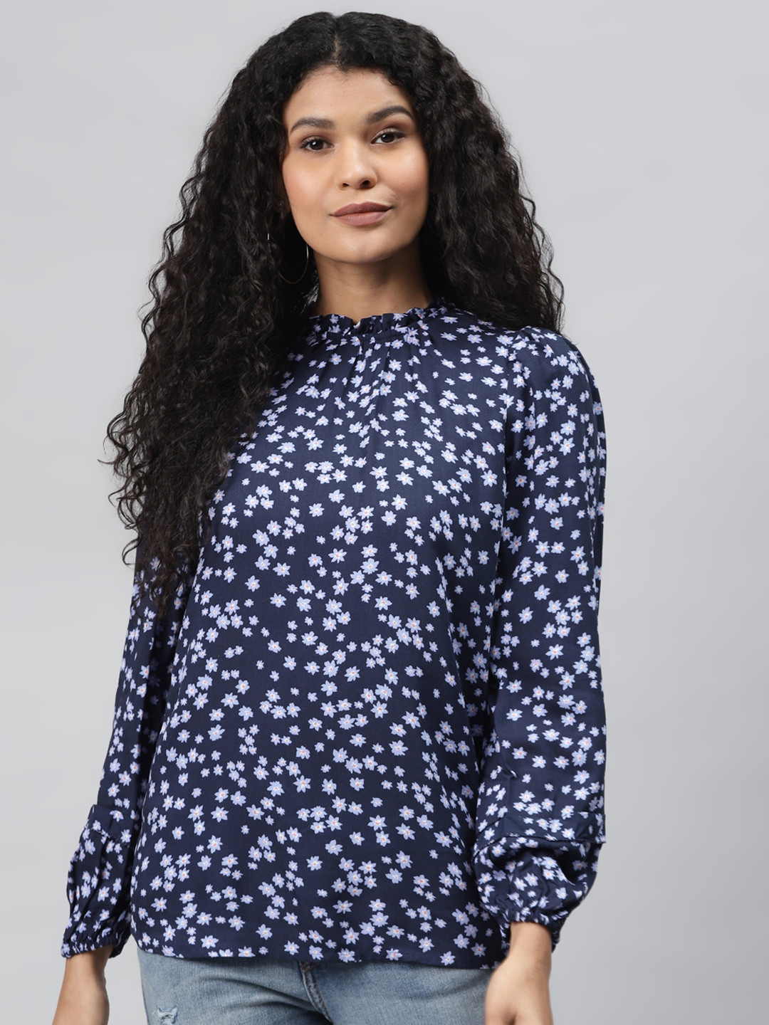 

Marks & Spencer Women Blue Sustainable Floral Printed Top