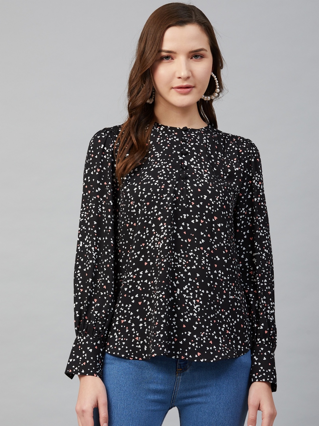 

Marks & Spencer Women Black & White Printed Top