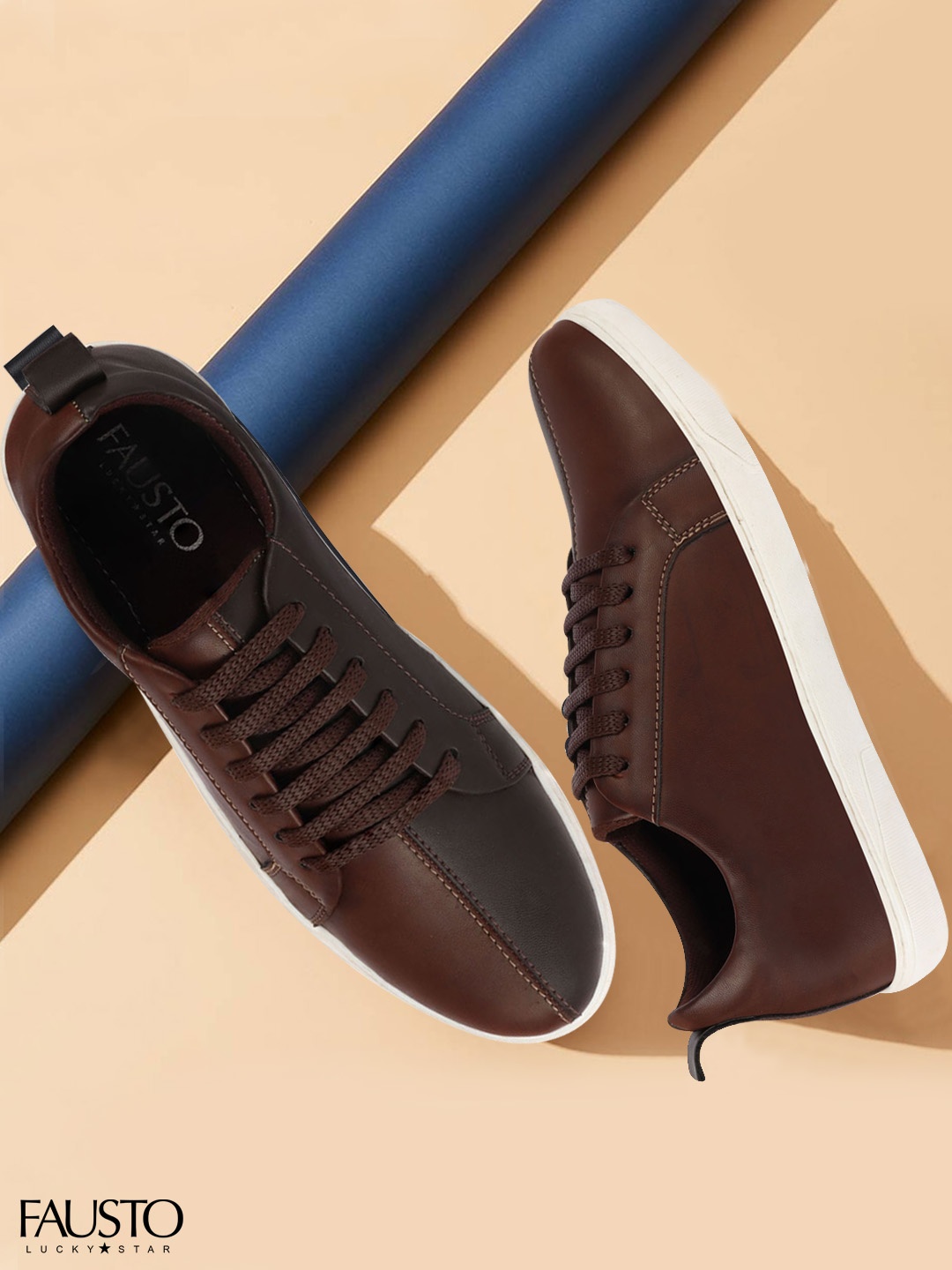

FAUSTO Men Brown Solid Sneakers