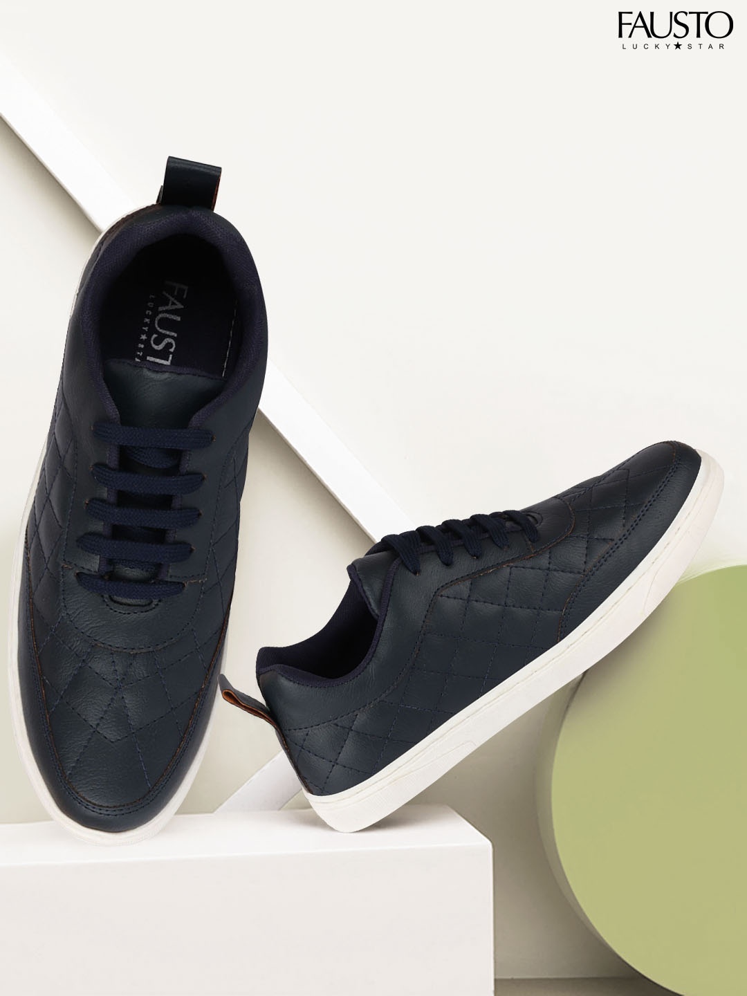 

FAUSTO Men Navy Blue Textured Sneakers