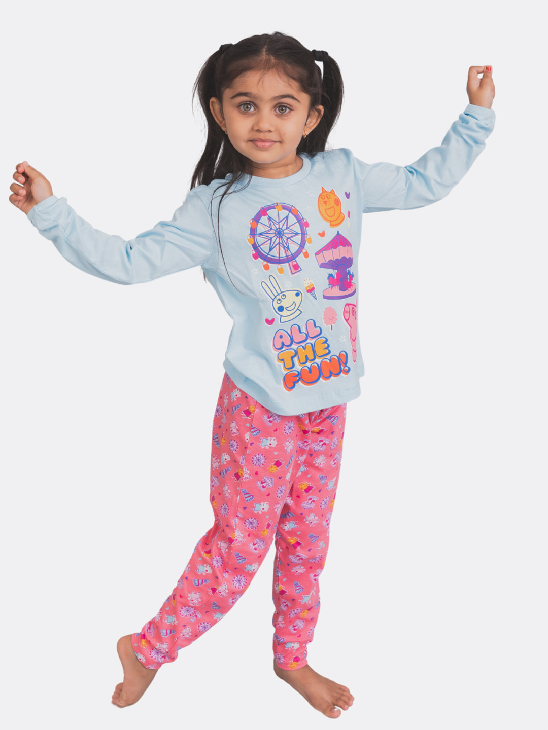 

Nap Chief Girls Blue & Pink Peppa Pig Printed Organic-Cotton Sustainable Night Suit