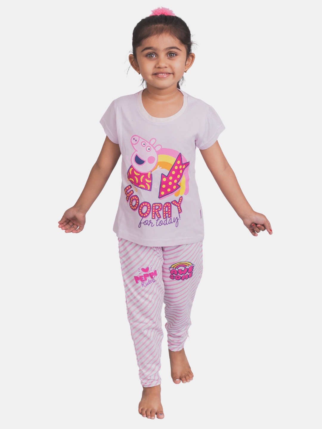 

Nap Chief Girls Purple & Pink Official Peppa Pig Printed Organic Cotton Night Suit