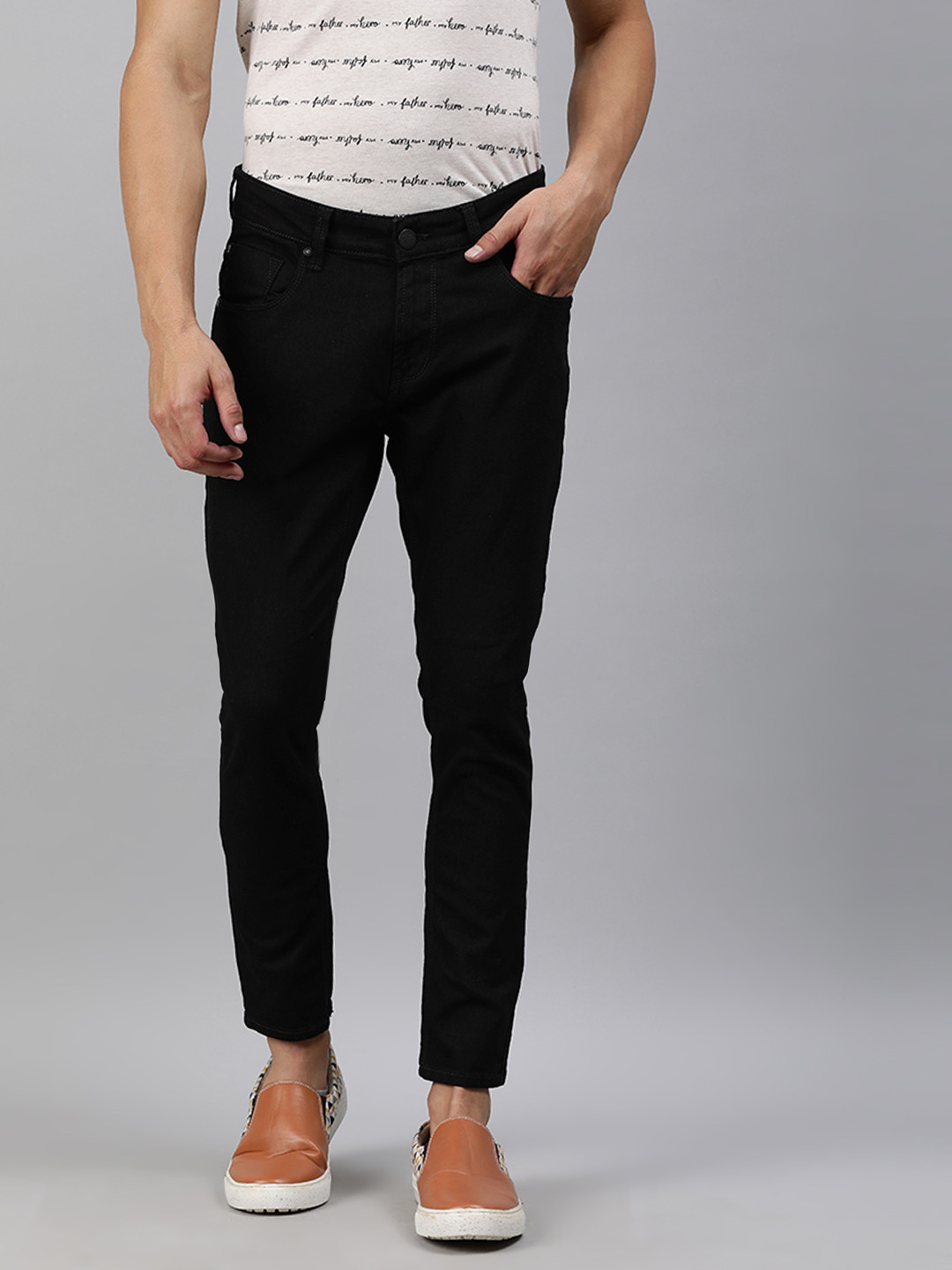 

SPYKAR Men Black Slim Fit Mid-Rise Clean Look Stretchable Jeans
