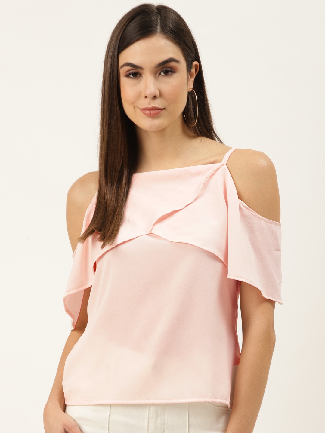 

ZIZO By Namrata Bajaj Women Pink Solid Layered Cold-Shoulder Top