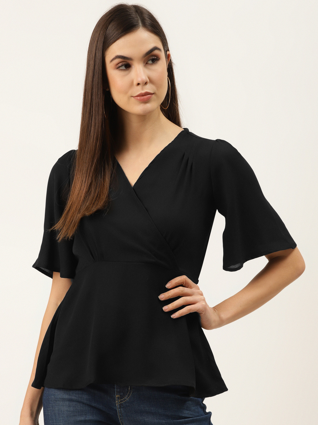

ZIZO By Namrata Bajaj Women Black Solid Wrap Top
