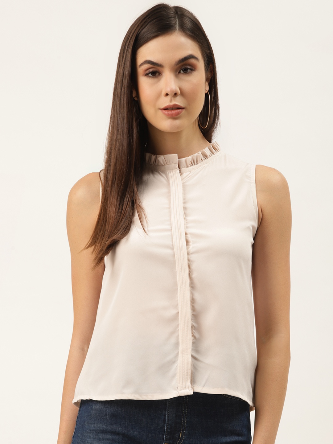 

ZIZO By Namrata Bajaj Women Off-White Solid Shirt Style Top