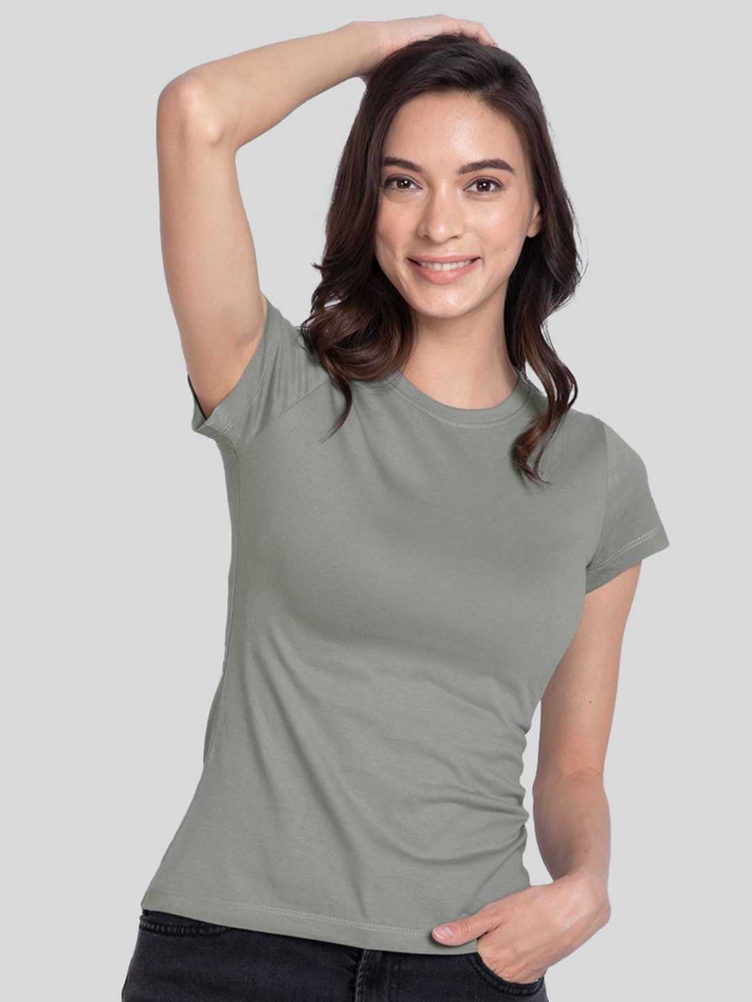 

Bewakoof Women Grey Slim Fit T-shirt