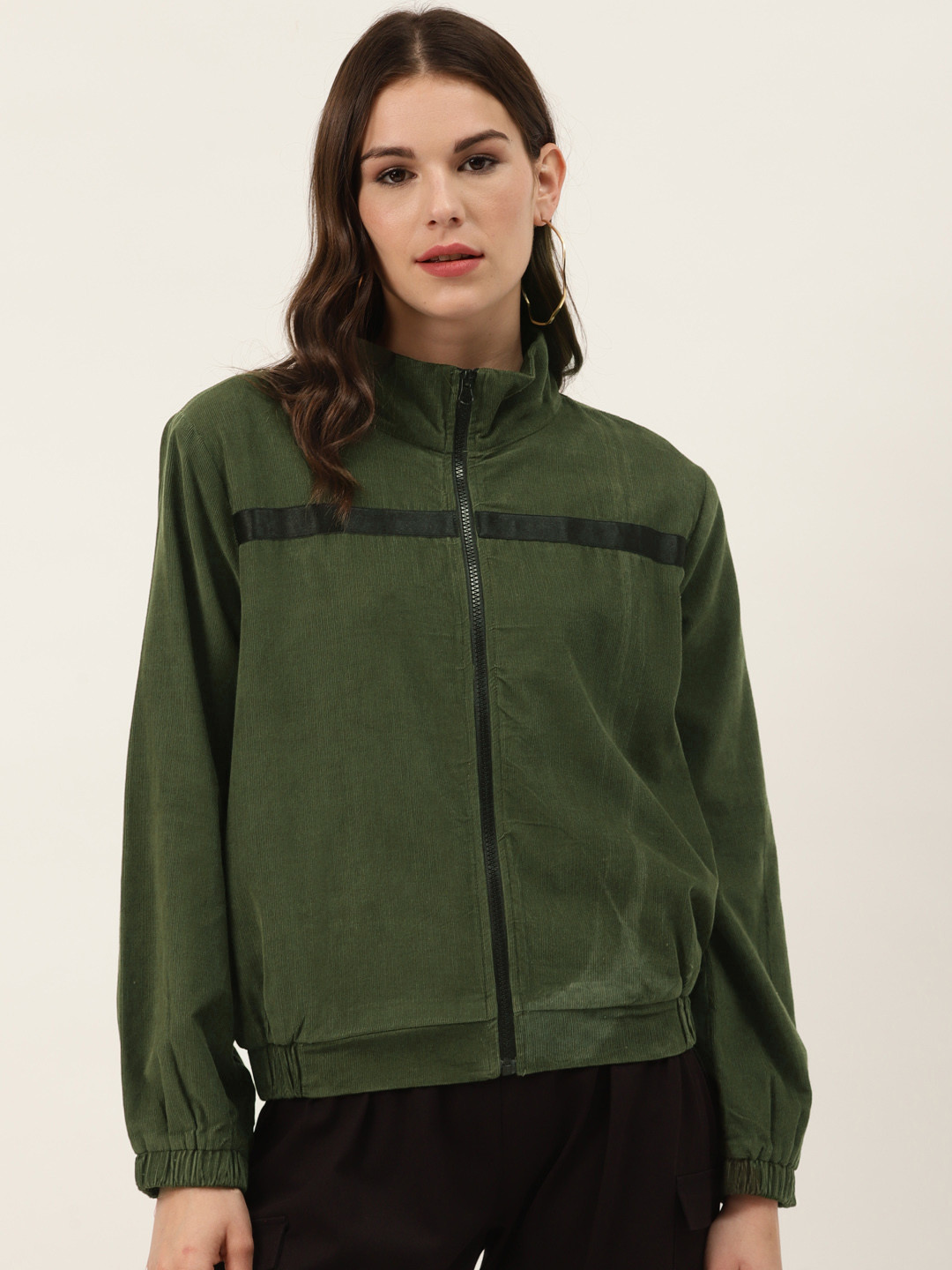 

Off Label Women Green Solid Corduroy Tailored Jacket