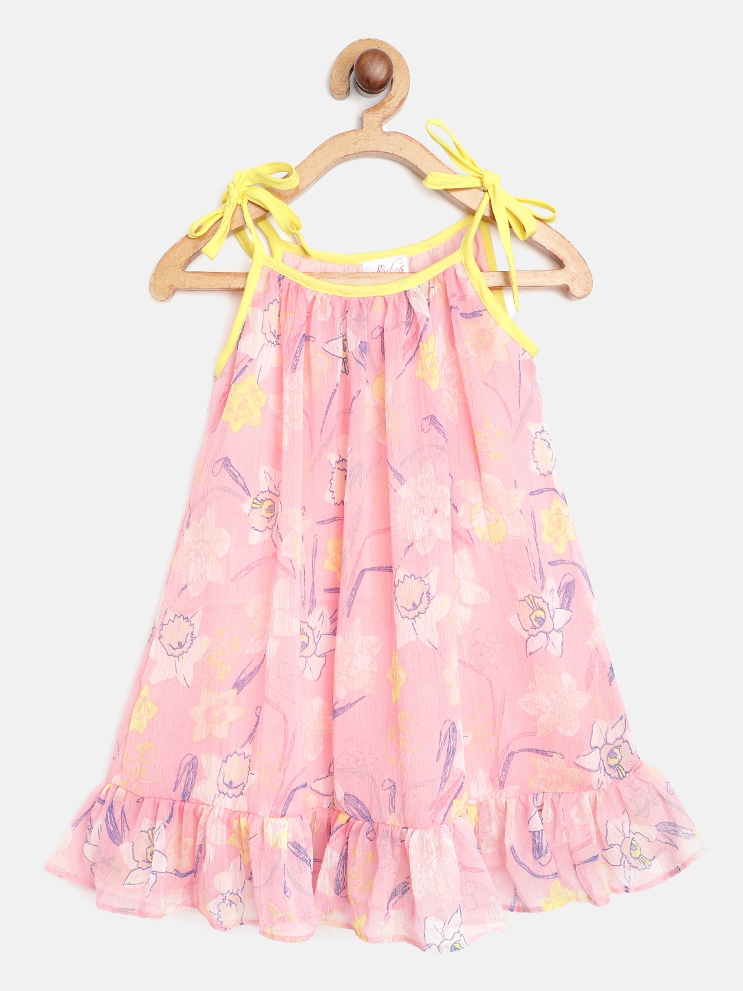 

pspeaches Girls Pink & Blue Floral Print A-Line Dress