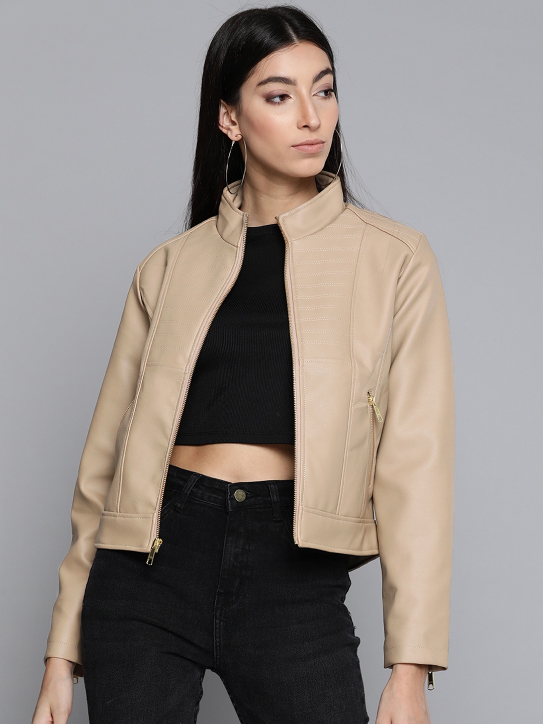 

Pierre Carlo Women Beige Solid Tailored Jacket