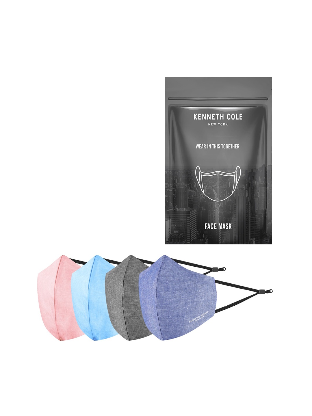 

Kenneth Cole Unisex Pack of 4 Solid 6-Ply Reusable Linen Outdoor Cloth Face Masks, Grey