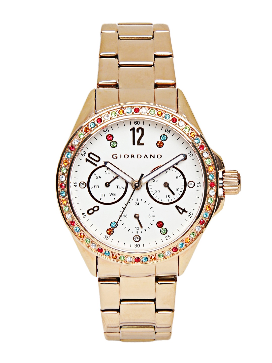 

GIORDANO Women White Stone-Studded Dial Watch A2002-66