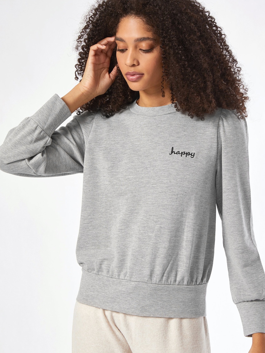 

DOROTHY PERKINS Women Grey Melange Solid Lounge Sweatshirt