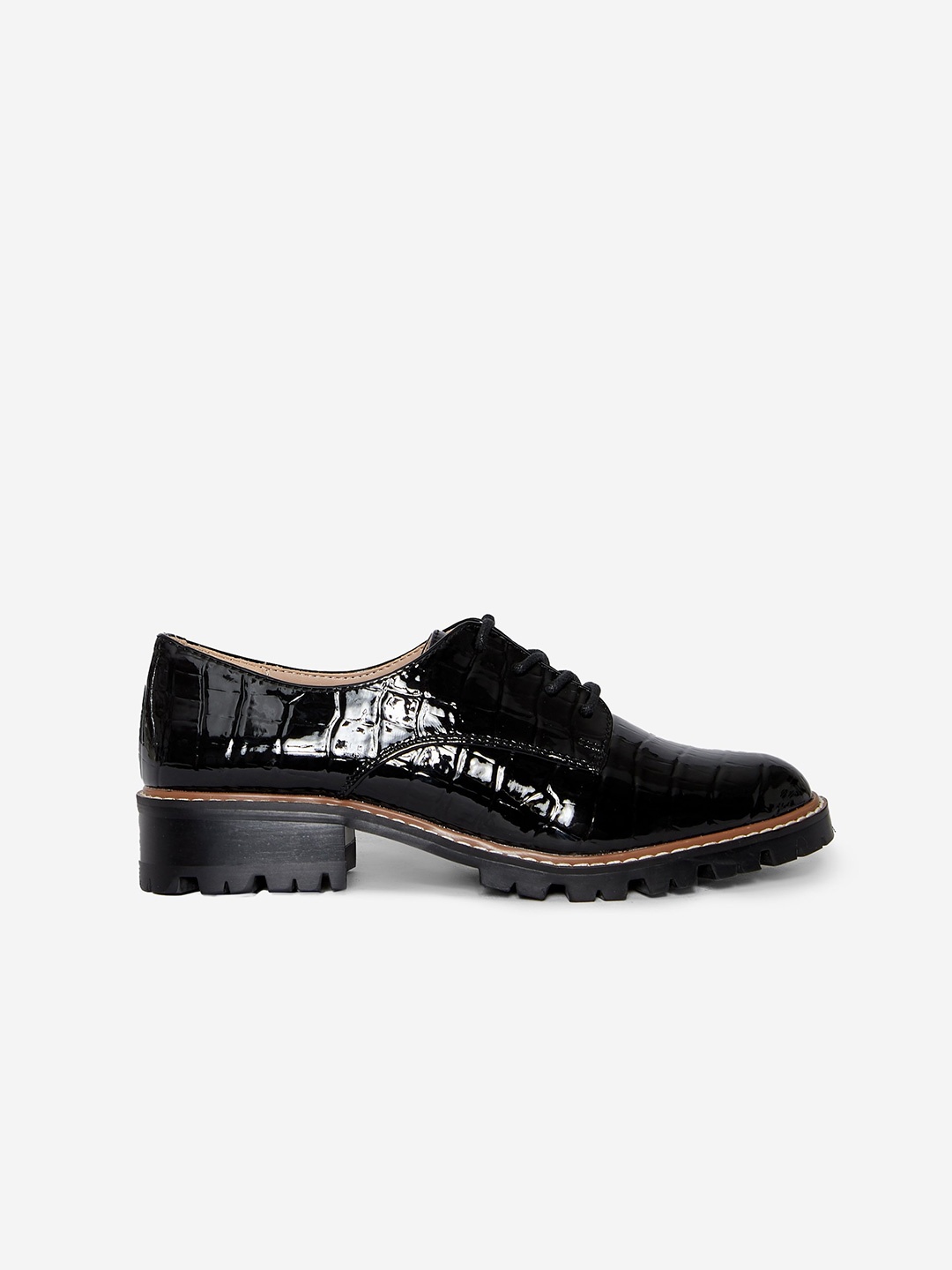 

DOROTHY PERKINS Women Black Croc Textured Derbys