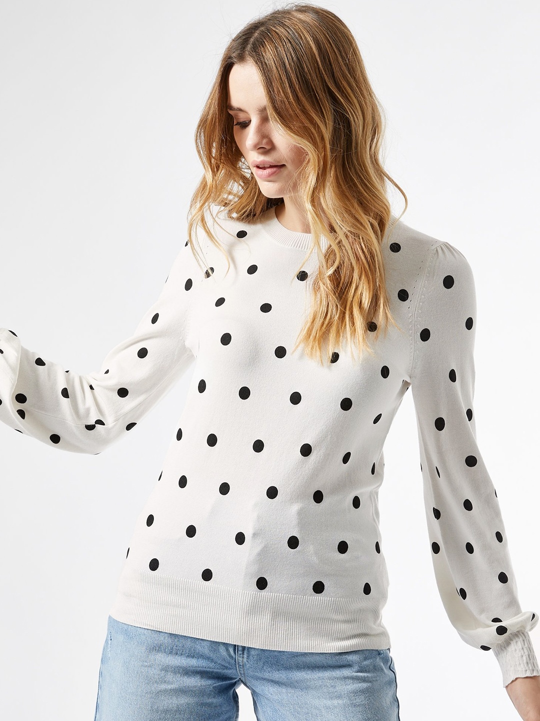 

DOROTHY PERKINS Women White & Black Printed Sweater
