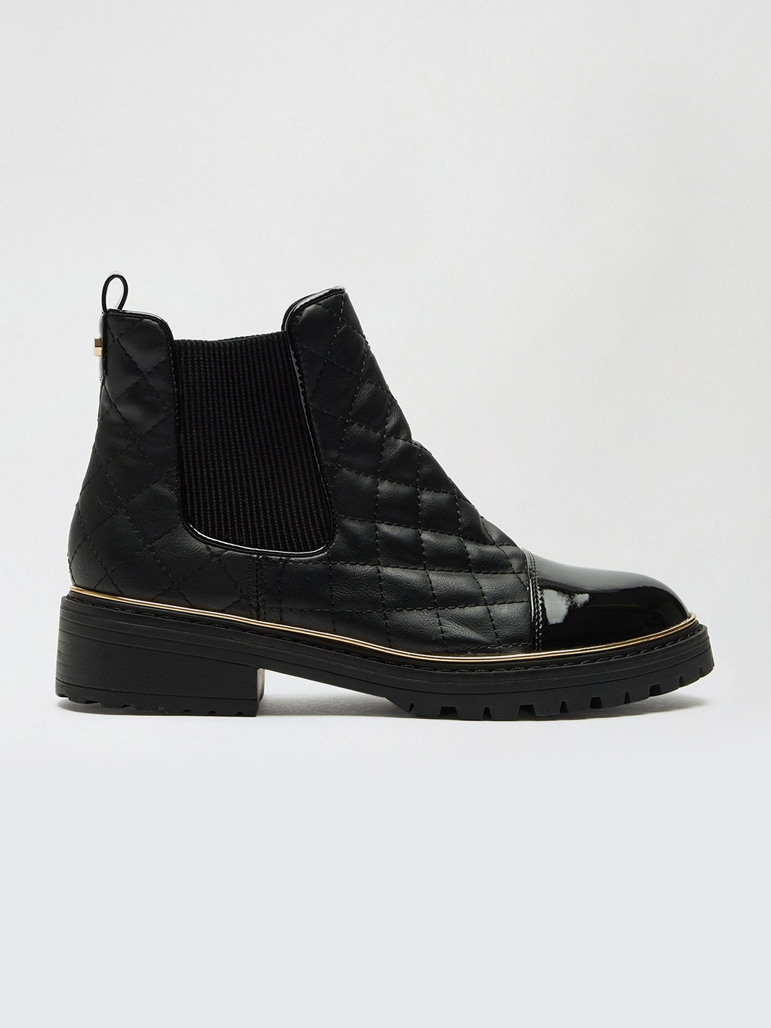 

DOROTHY PERKINS Women Black Quilted Mid-Top Chelsea Boots