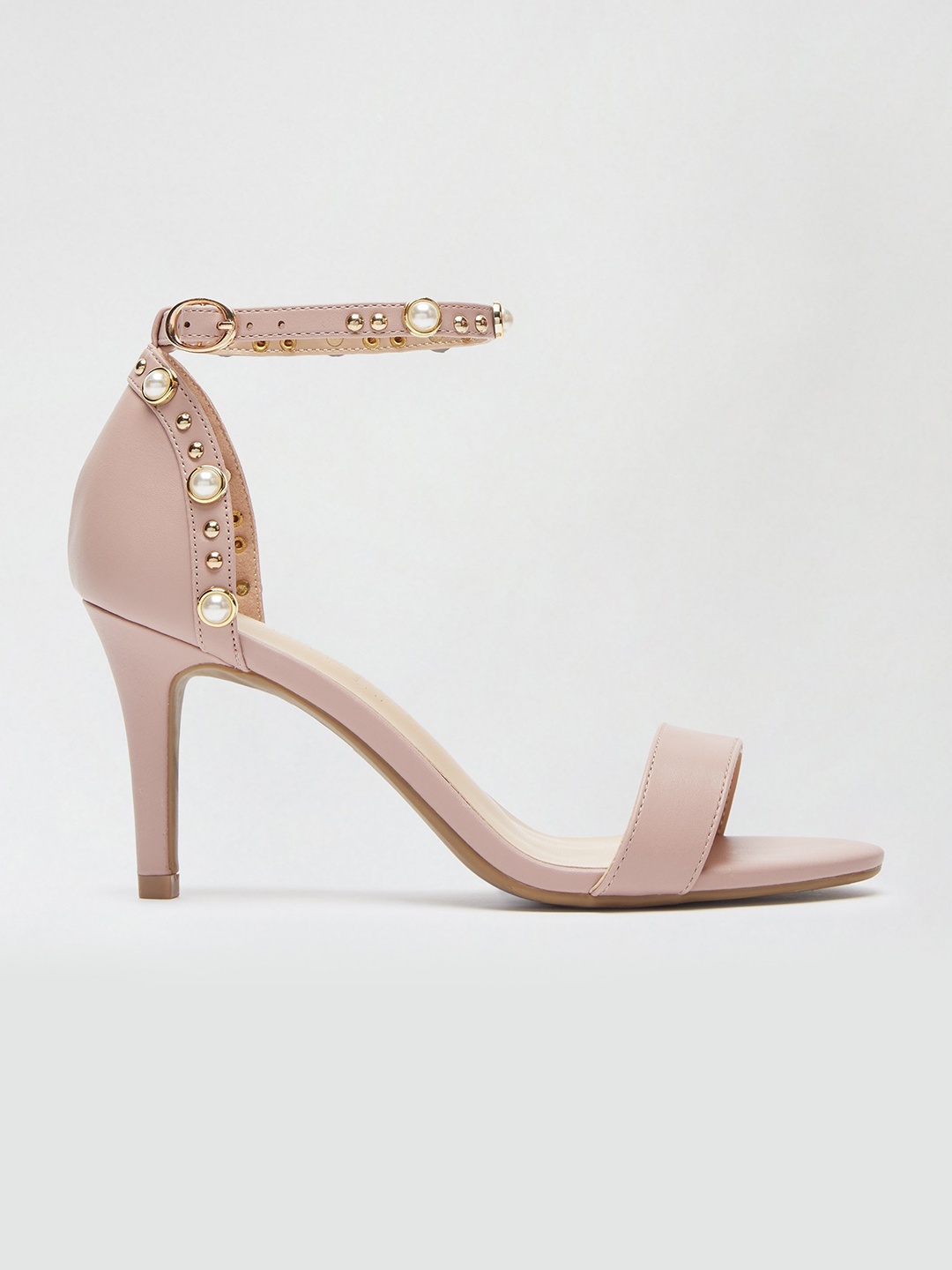 

DOROTHY PERKINS Women Peach-Coloured Solid Wide Fit Slim Heels with Embellished Detail