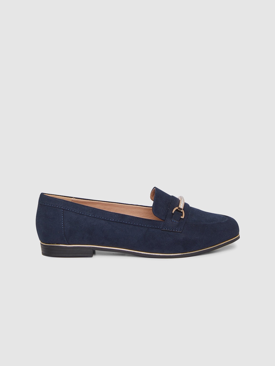 

DOROTHY PERKINS Women Navy Blue Wide Fit Solid Horsebit Loafers