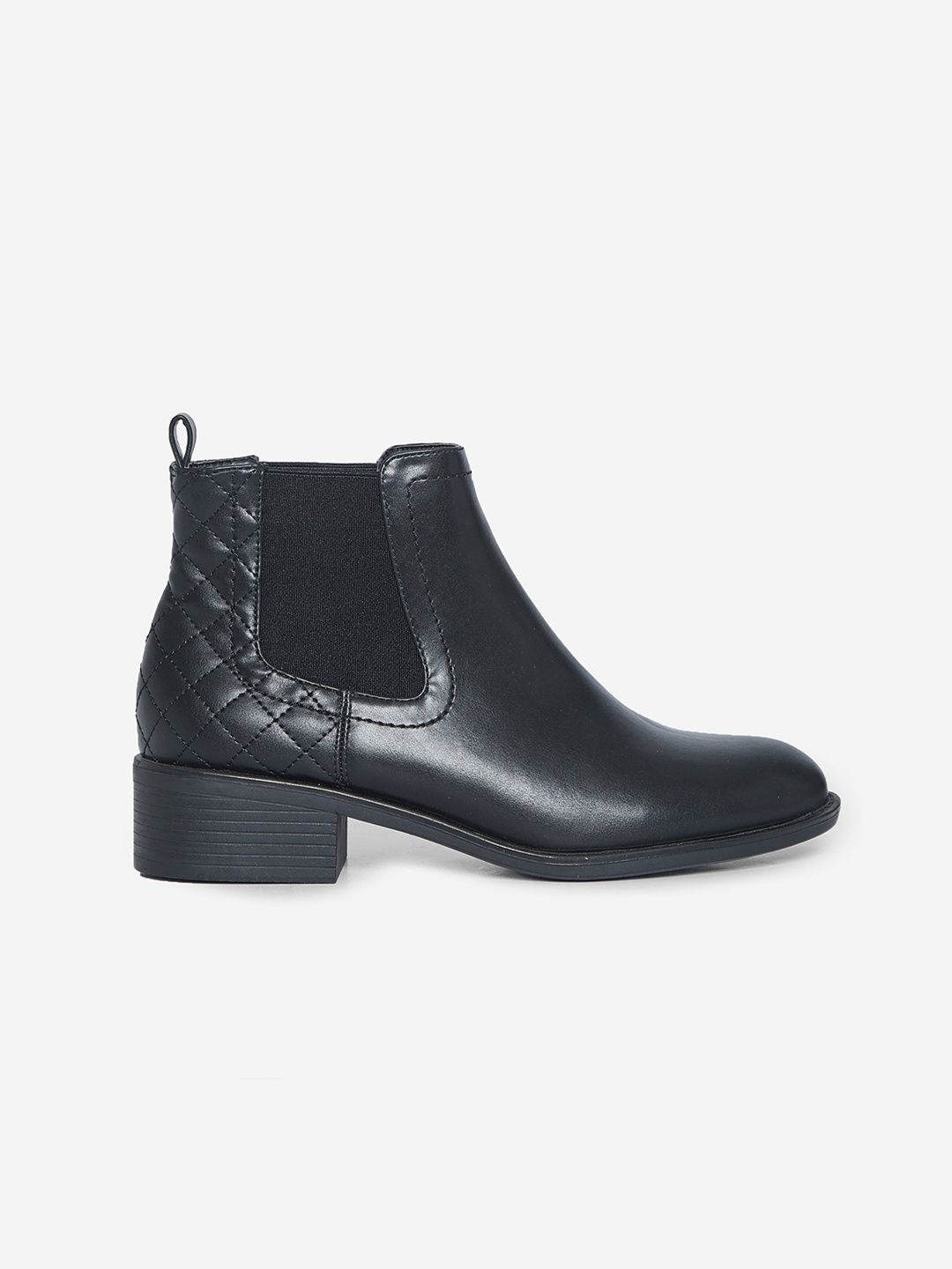 

DOROTHY PERKINS Women Black Solid Mid-Top Chelsea Boots with Quilted Detial