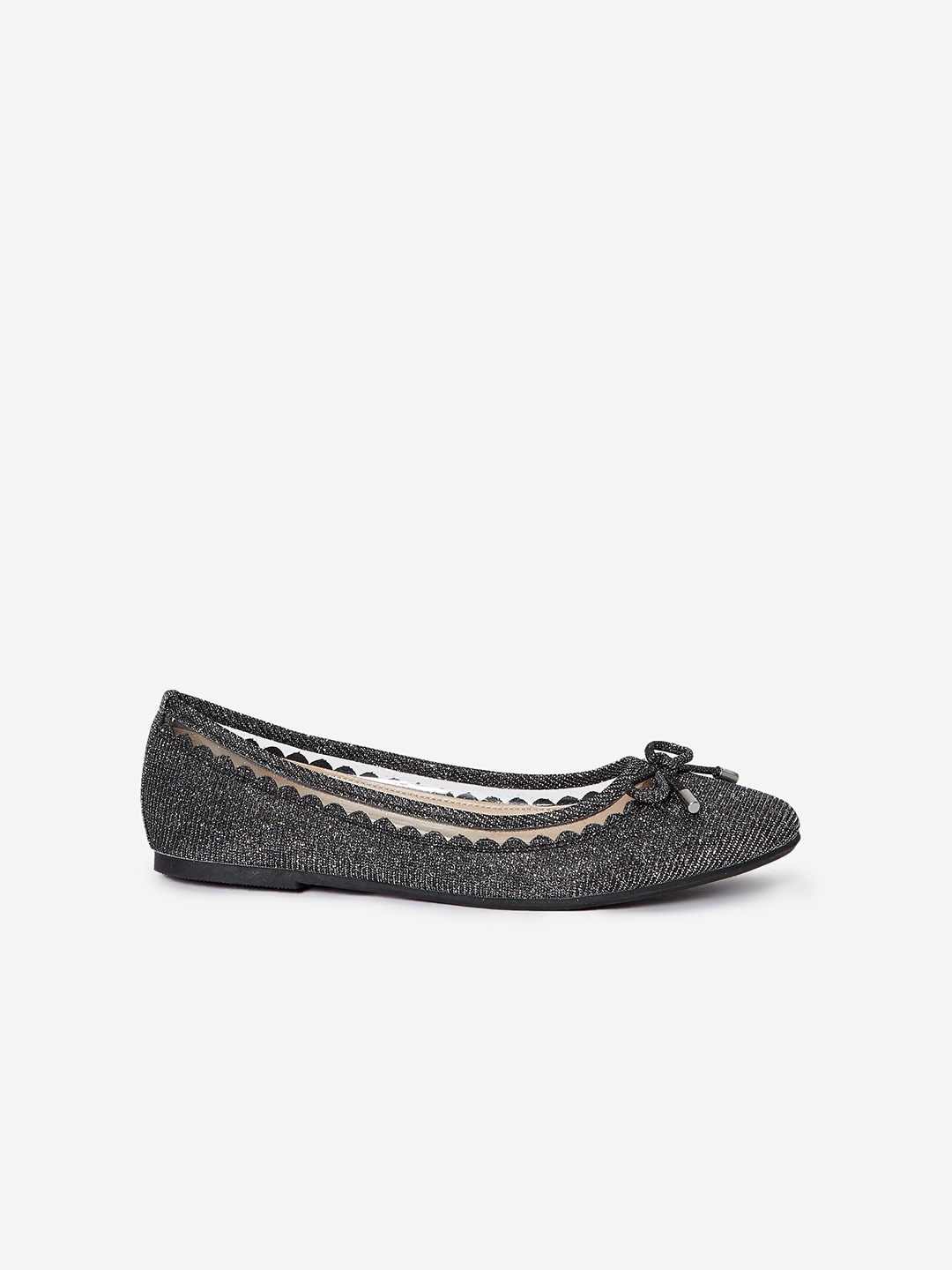 

DOROTHY PERKINS Women Gunmetal-Toned Solid Bow Detail Ballerinas, Metallic