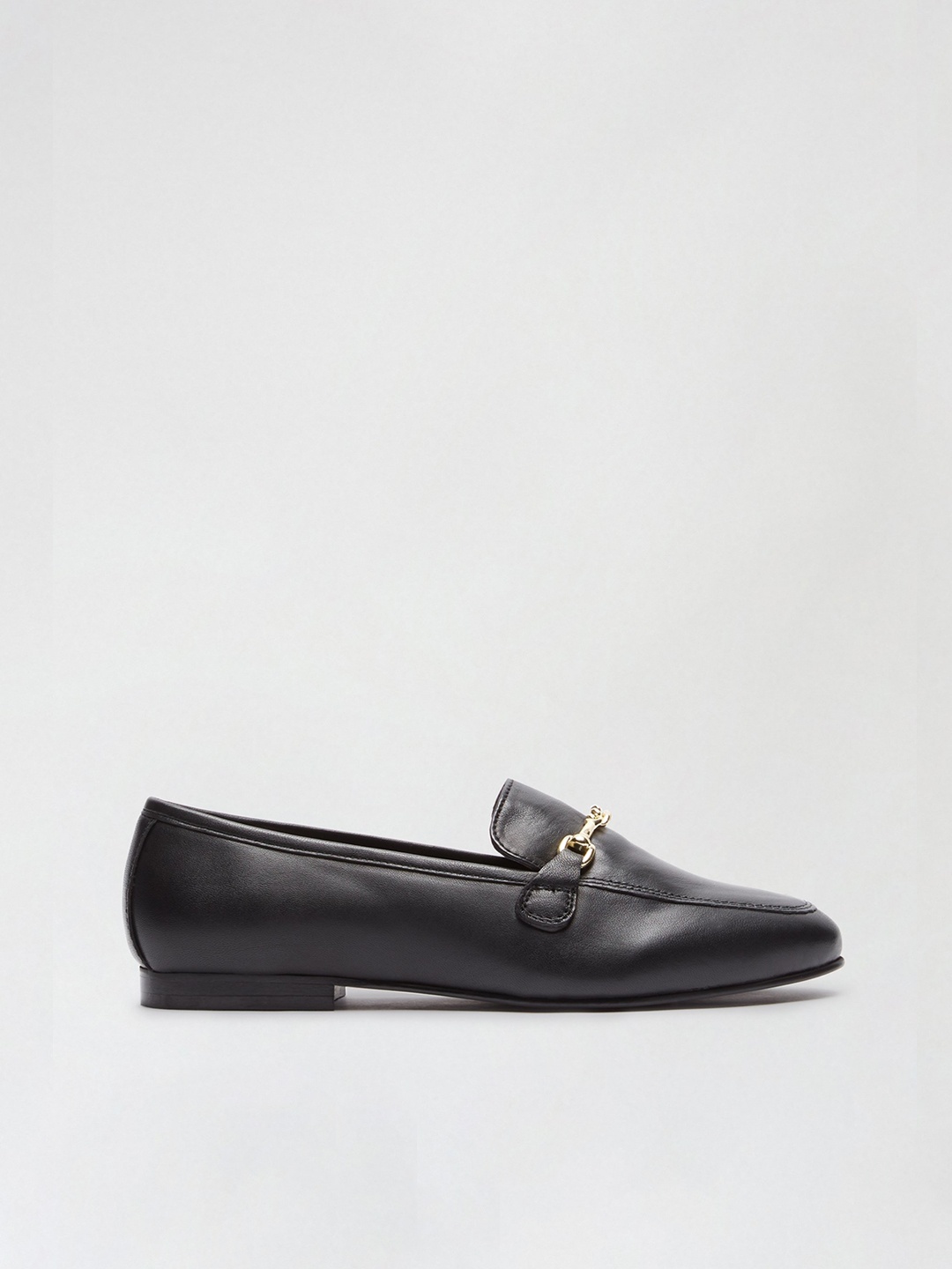 

DOROTHY PERKINS Women Black Leather Solid Horsebit Loafers