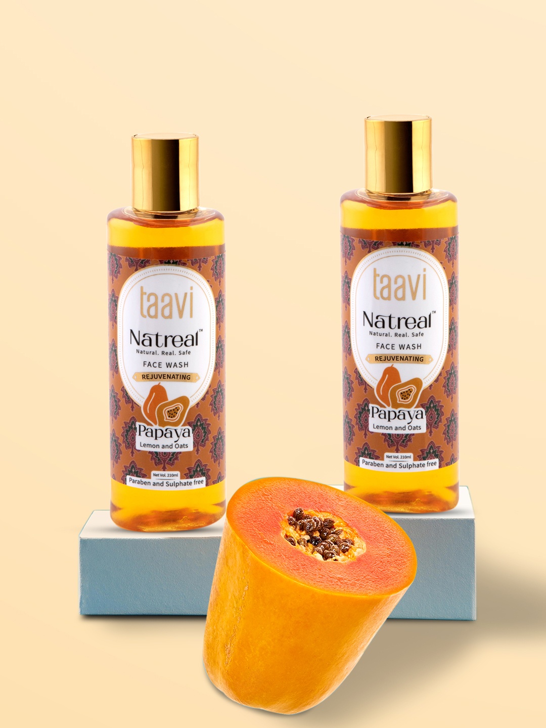 

Taavi Unisex Set of 2 Natreal Rejuvenating Papaya Face Washes, Brown