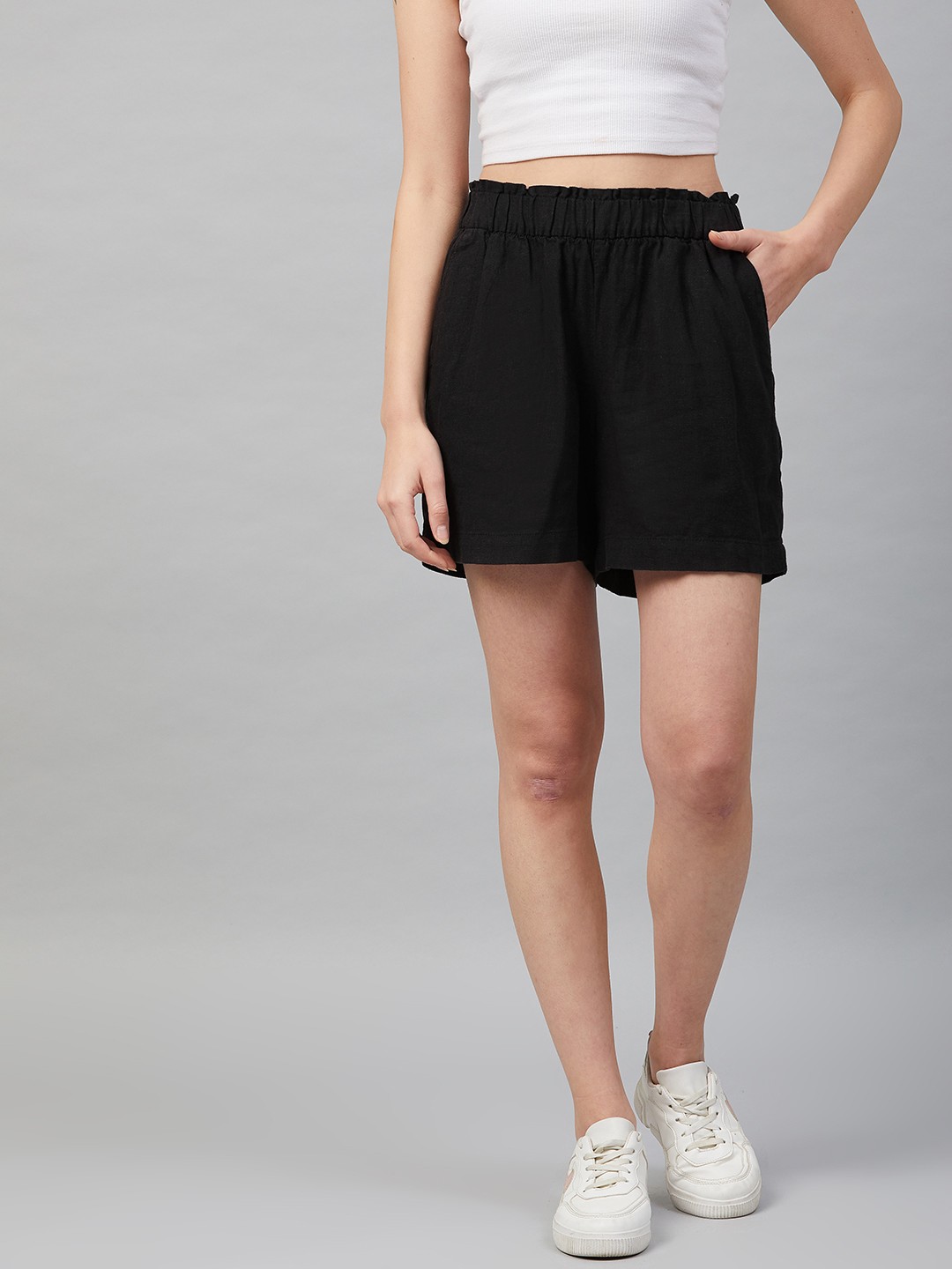 

Marks & Spencer Women Black Solid Regular Shorts