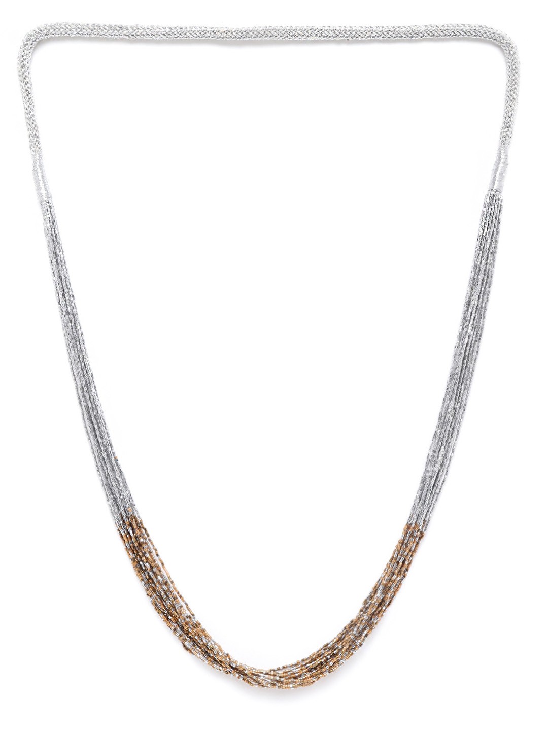 

RICHEERA Silver-Toned & Gold-Toned Beaded Multi-Stranded Necklace