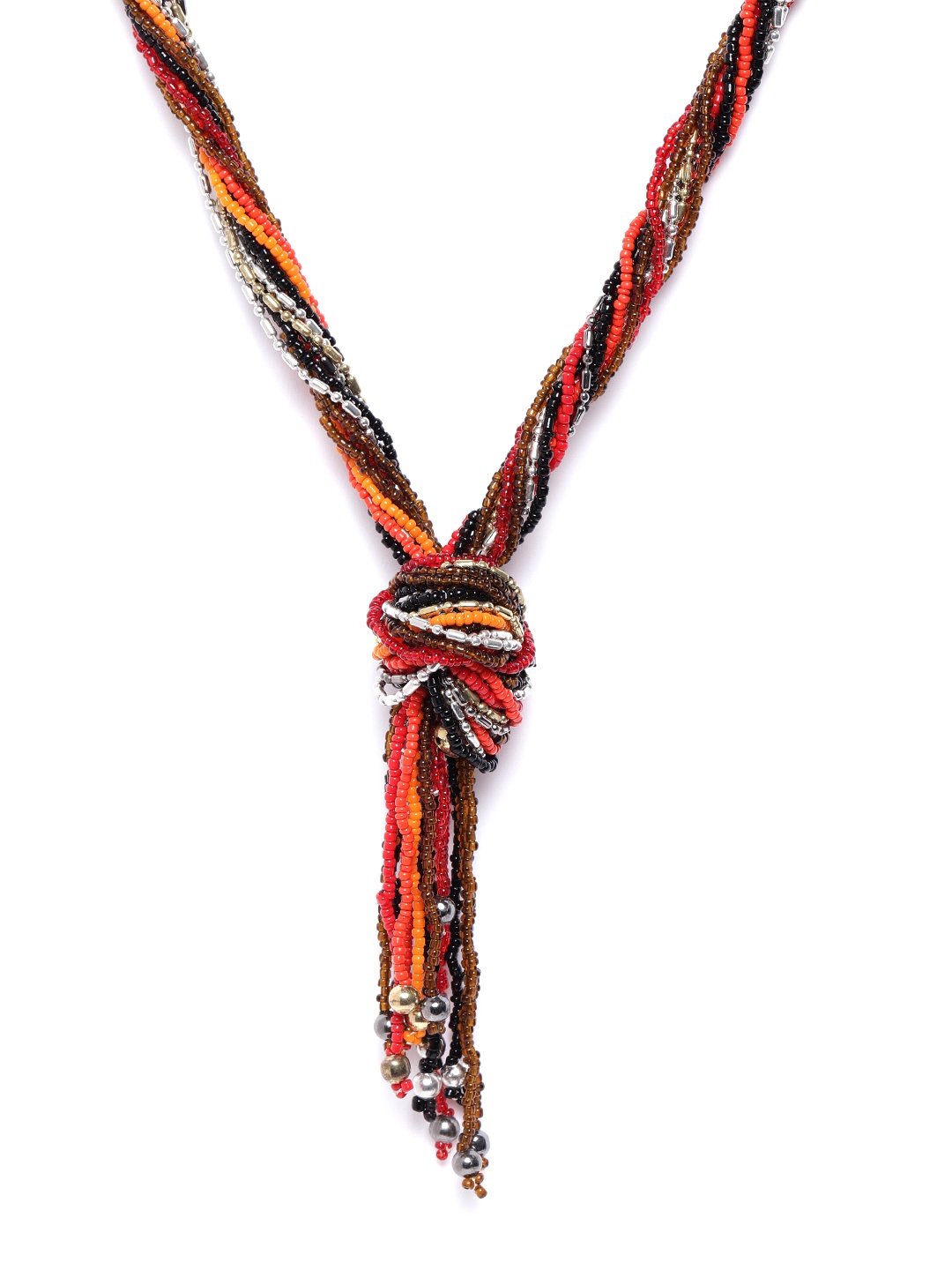 

RICHEERA Multicoloured Silver-Plated Beaded Layered Necklace, Multi