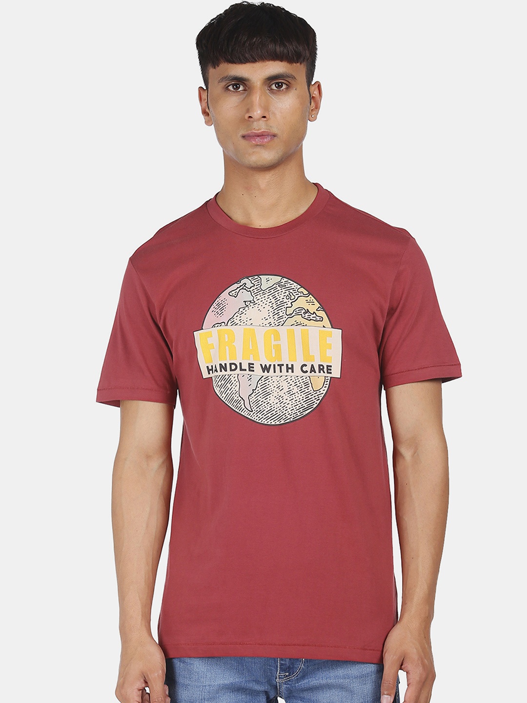 

Aeropostale Men Red Printed Round Neck T-shirt