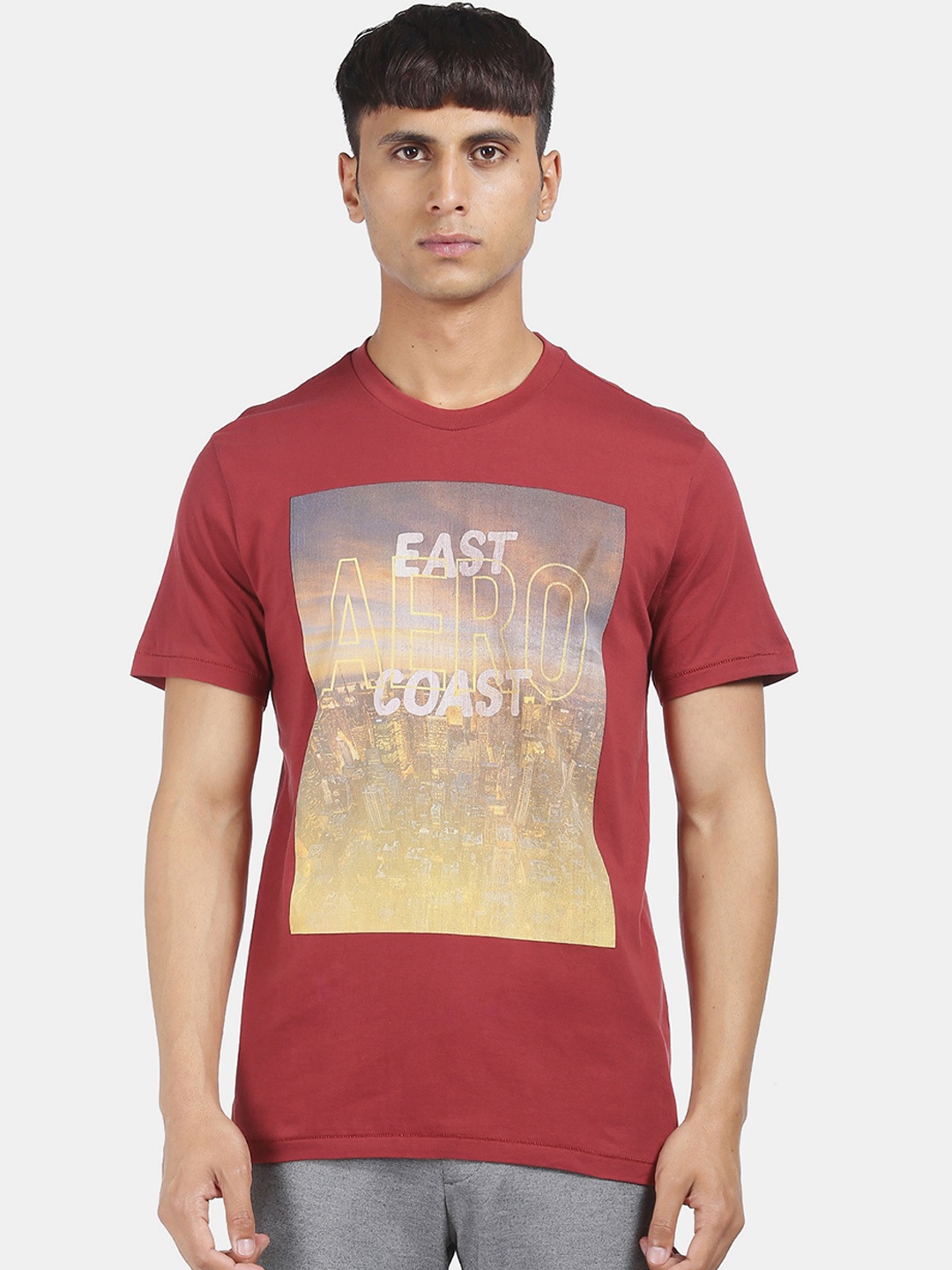 

Aeropostale Men Red Printed Round Neck T-shirt