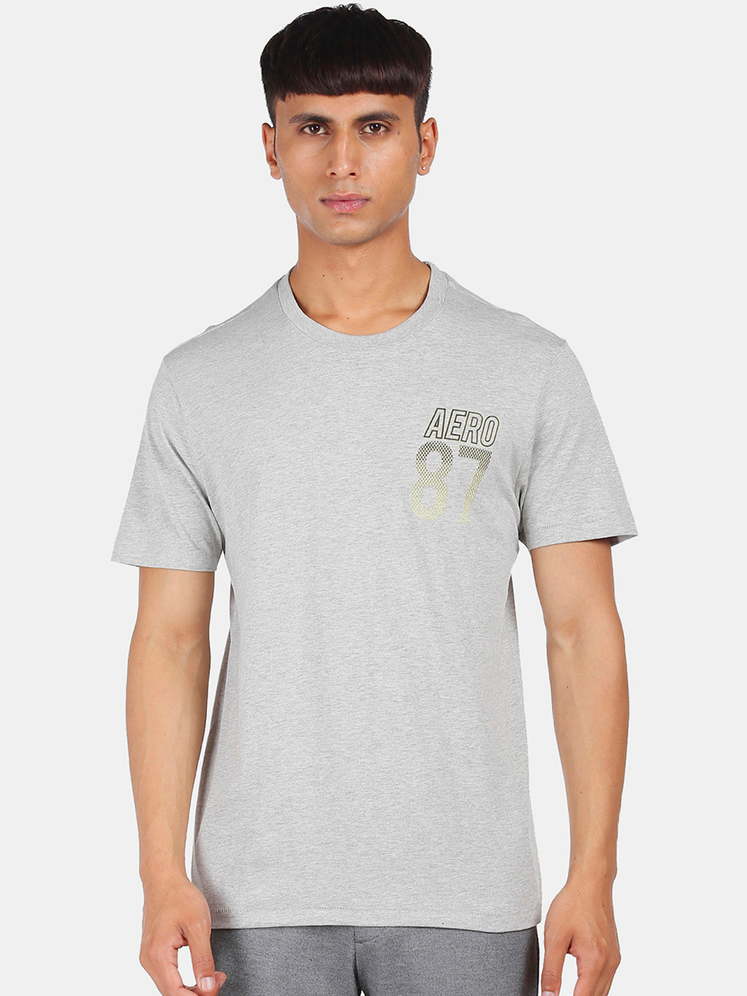 

Aeropostale Men Grey Printed Round Neck T-shirt