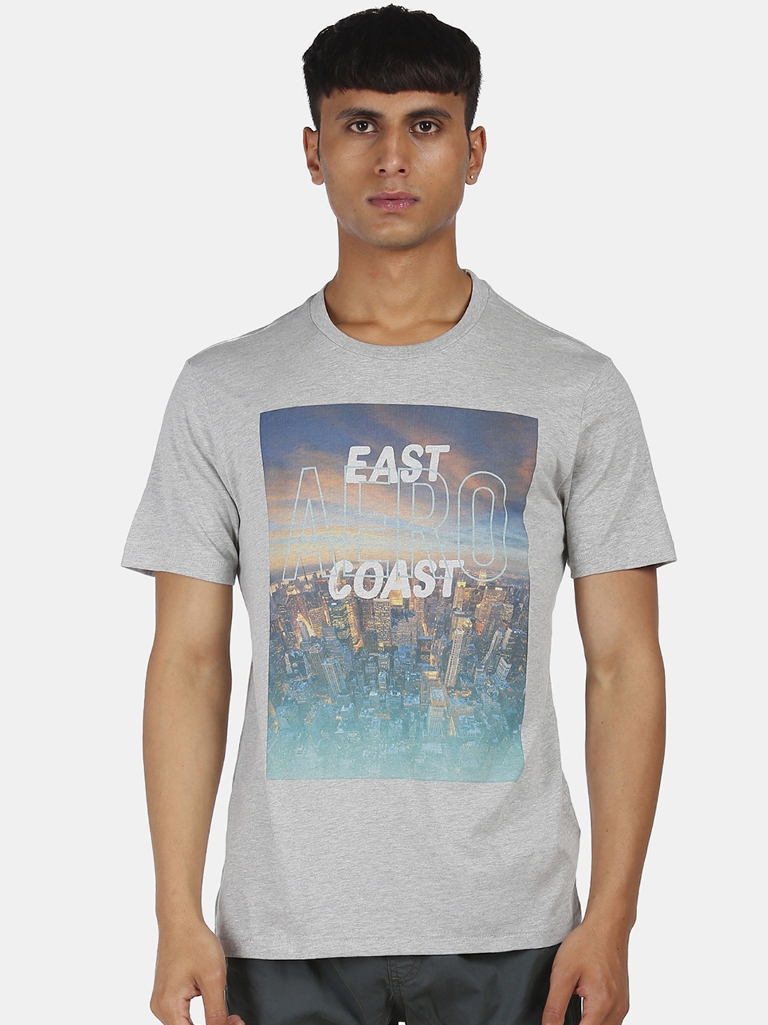 

Aeropostale Men Grey Printed Round Neck T-shirt