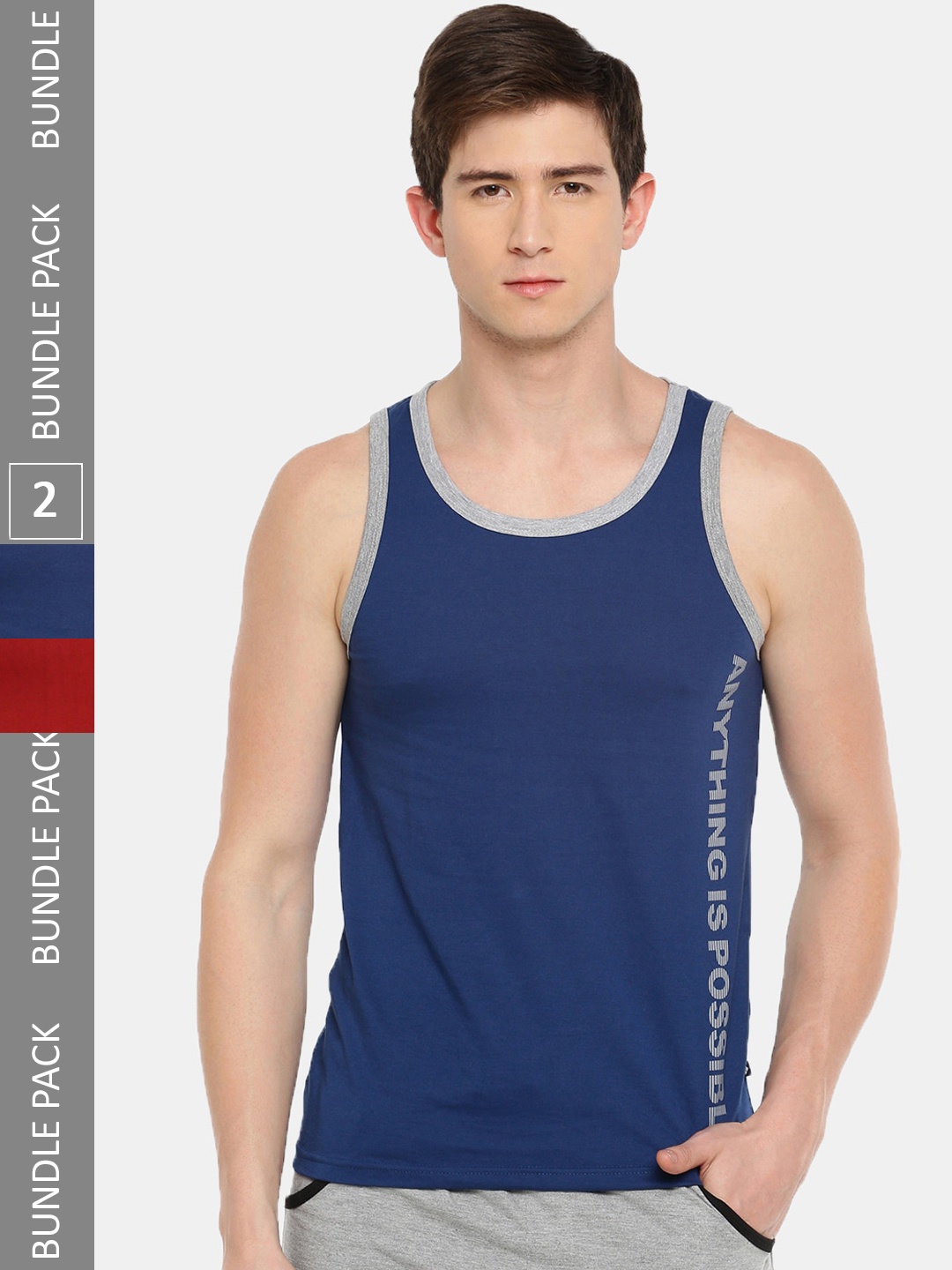

Dollar Men Pack Of 2 Assorted Cotton Innerwear Vests AMTT-101-PO2