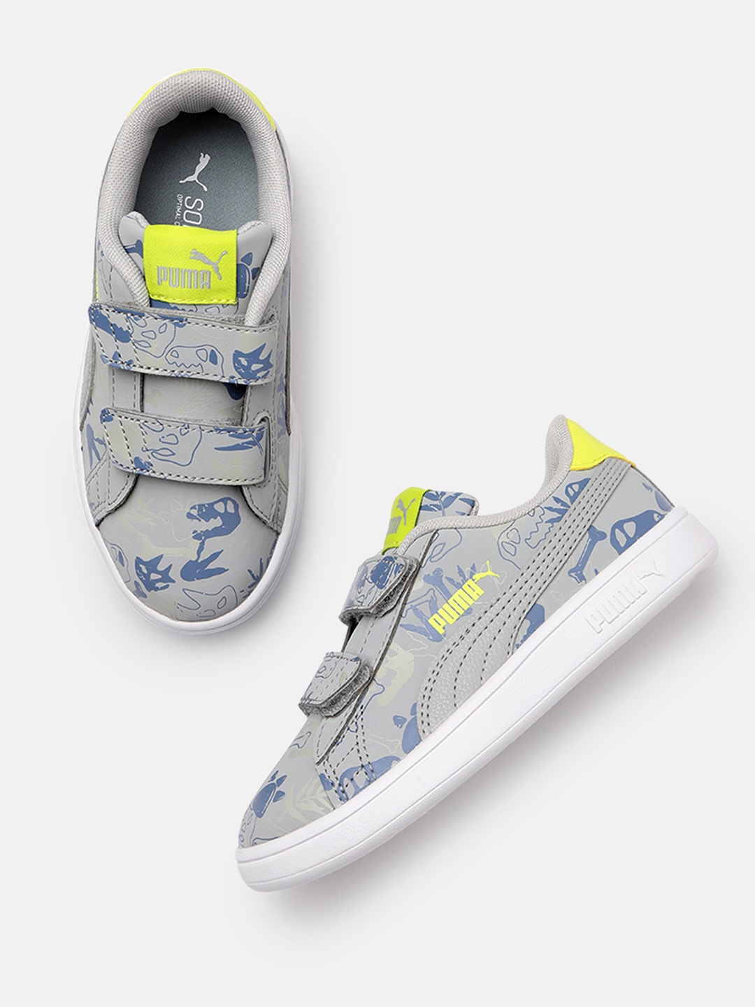 

Puma Boys Grey Printed Smash v2 Archeo Summer V PS Sneakers