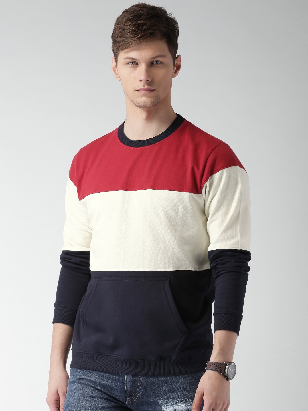 

Mast & Harbour Red & Navy Colourblock Sweatshirt