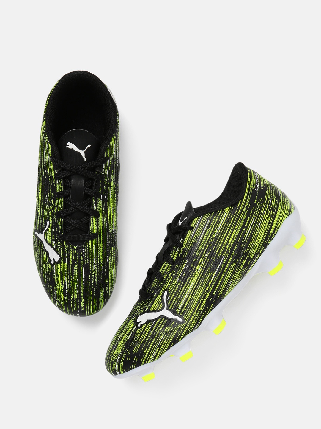 

Puma Boys Black & Yellow Printed ULTRA 4.2 FG/AG Jr Football Shoes