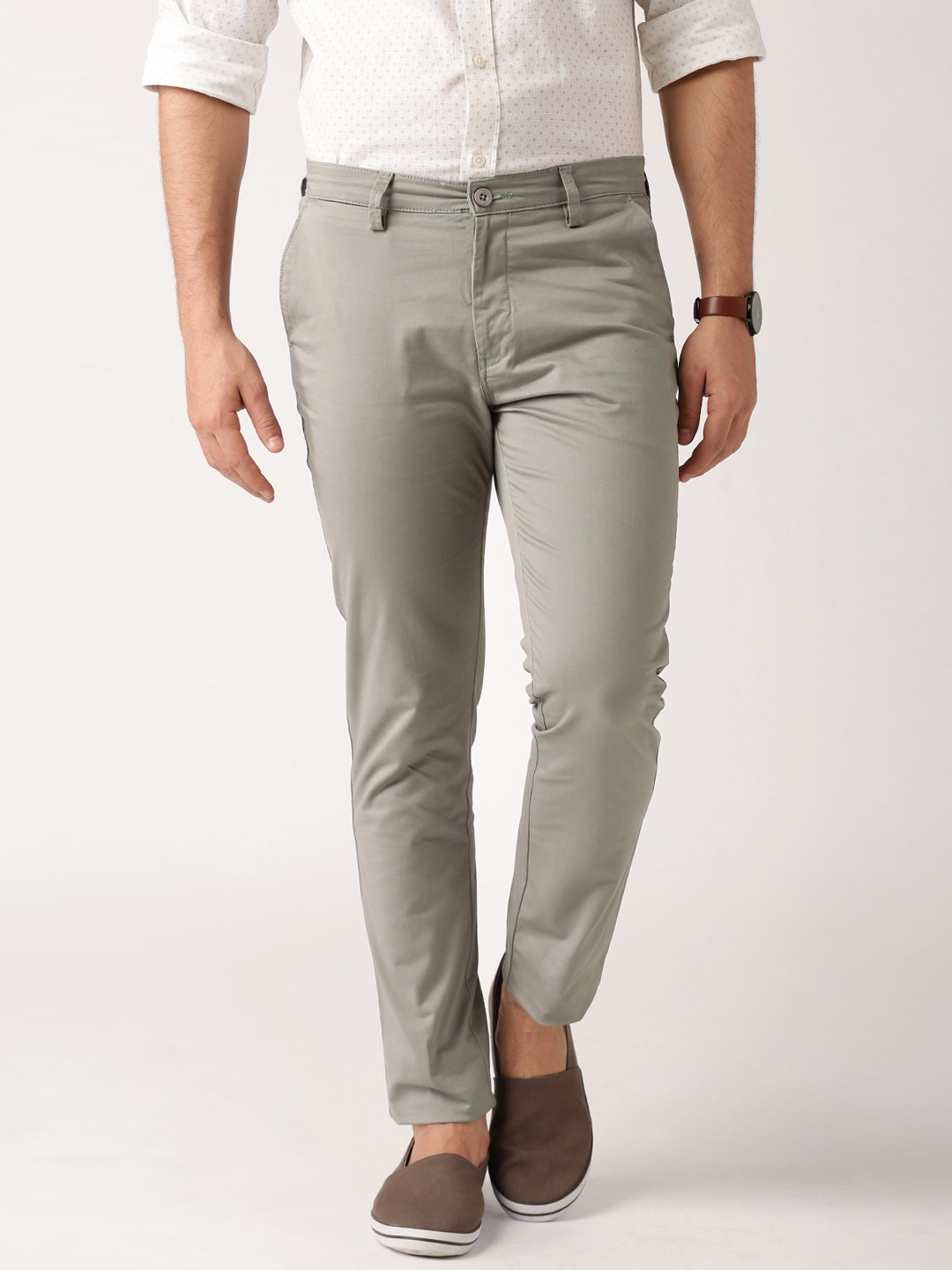 

ether Men Grey Casual Slim Fit Trousers