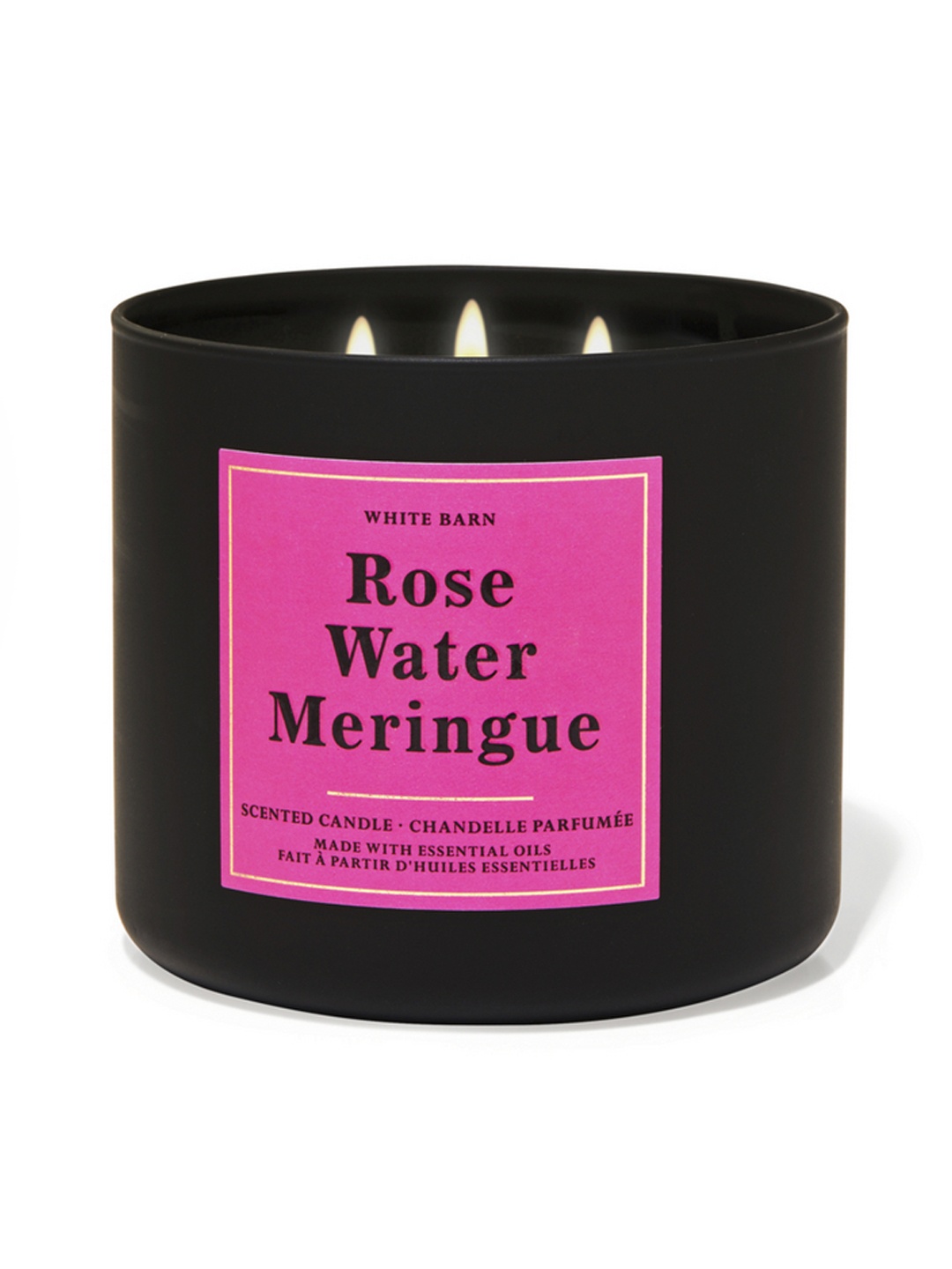 

Bath & Body Works Rose Water Meringue 3-Wick Scented Candle - 411g, Black