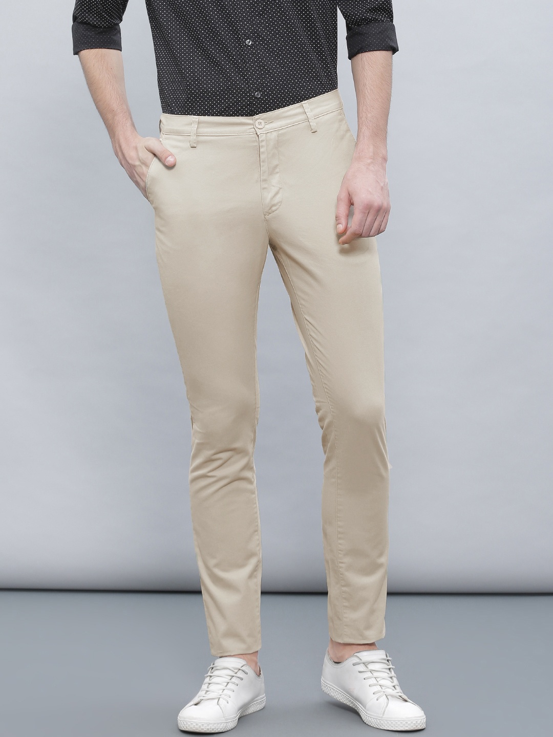 

ether Men Beige Casual Slim Fit Trousers