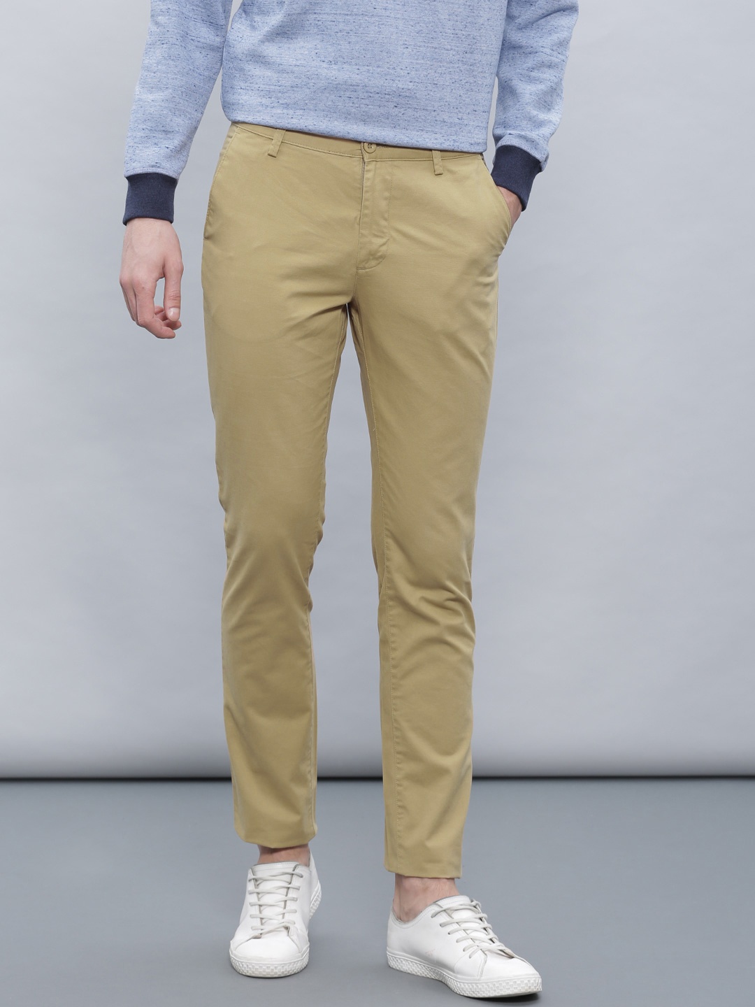 

ether Men Khaki Casual Slim Fit Trousers