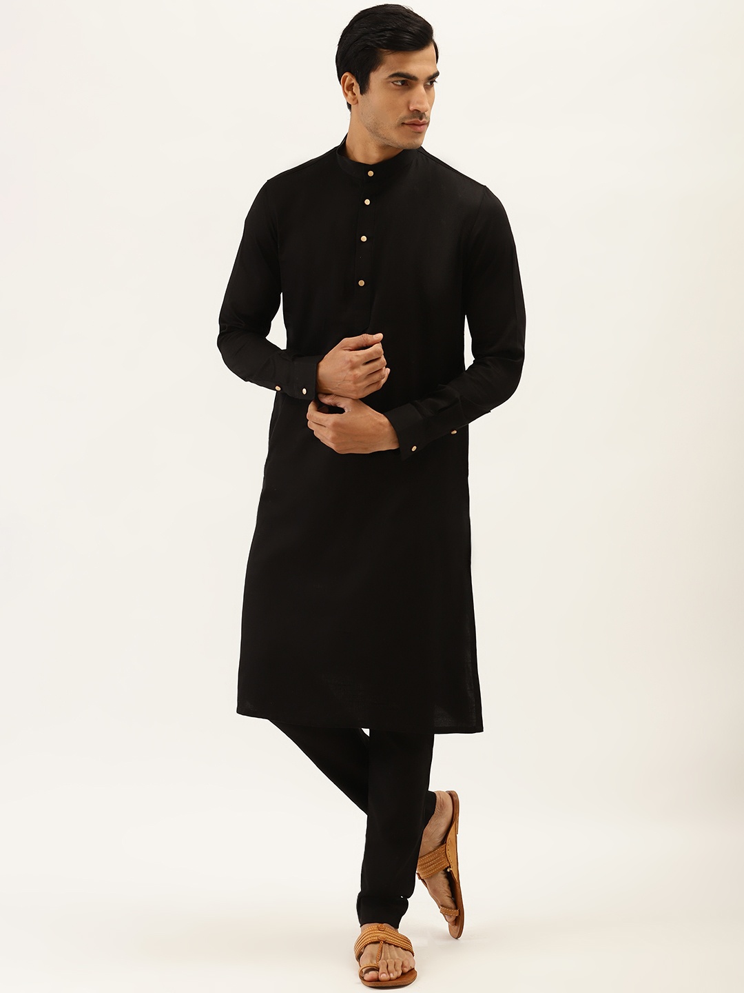 

Manyavar Men Black Solid Kurta with Pyjamas