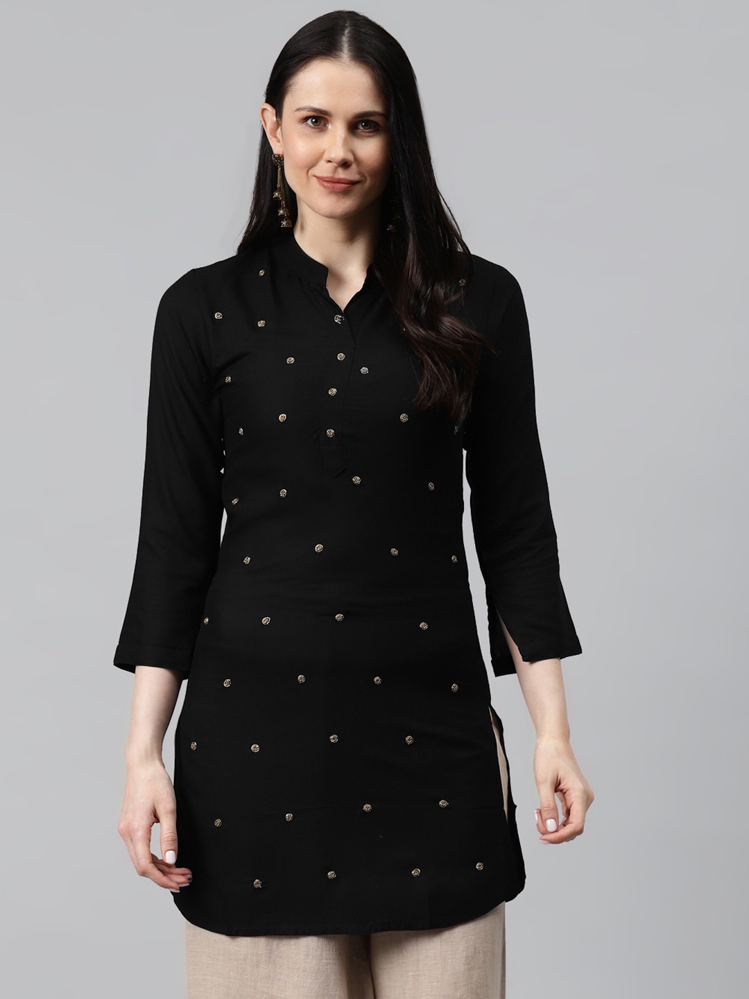 

HIGHLIGHT FASHION EXPORT Women Black Embellished Kurta