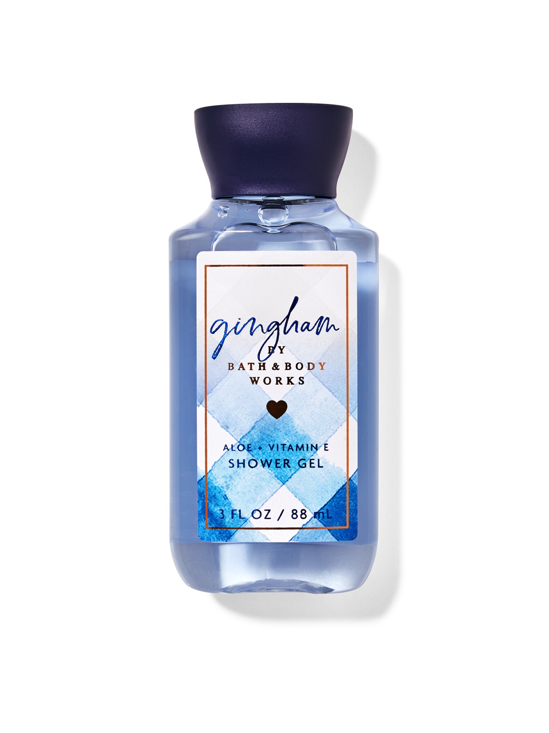 

Bath & Body Works Gingham Shea Vitamin E Travel Size Shower Gel 88 ml, Blue