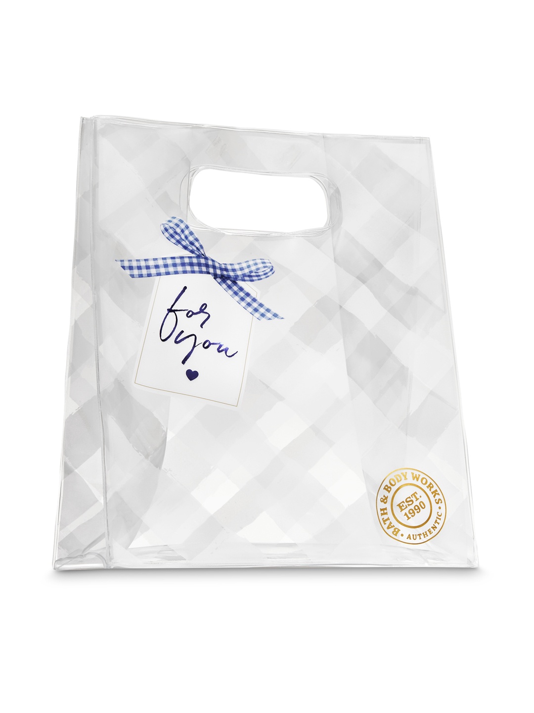 

Bath & Body Works Transparent White Gingham Checked Gift Bag