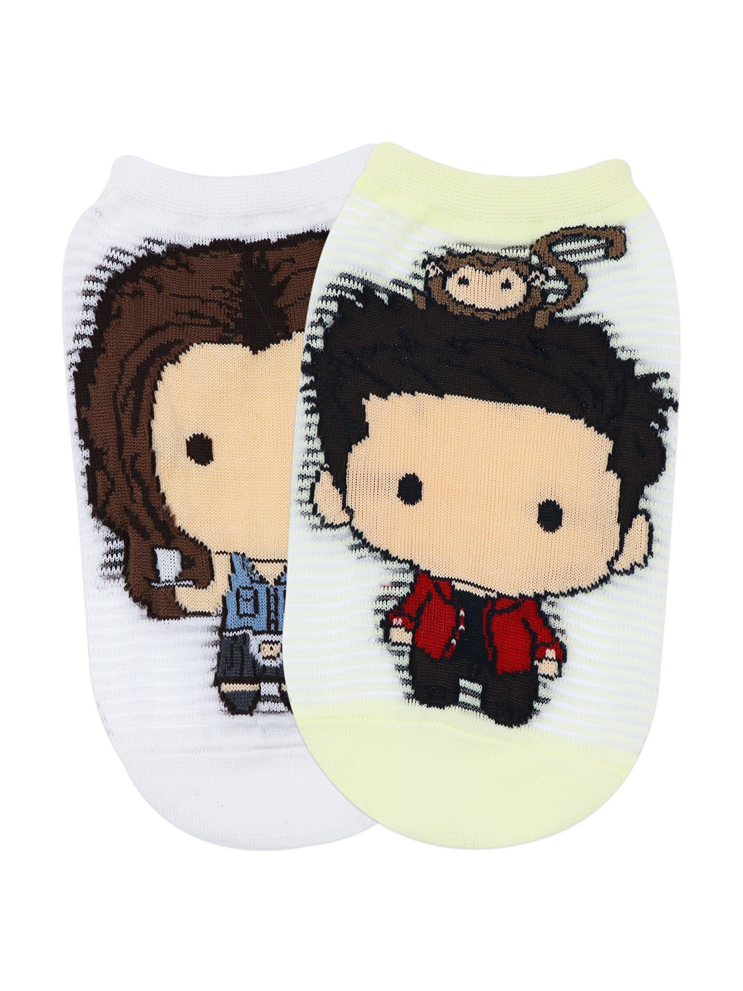 

Balenzia Women Pack Of 2 Friends Patterned Ankle-Length Socks, Yellow