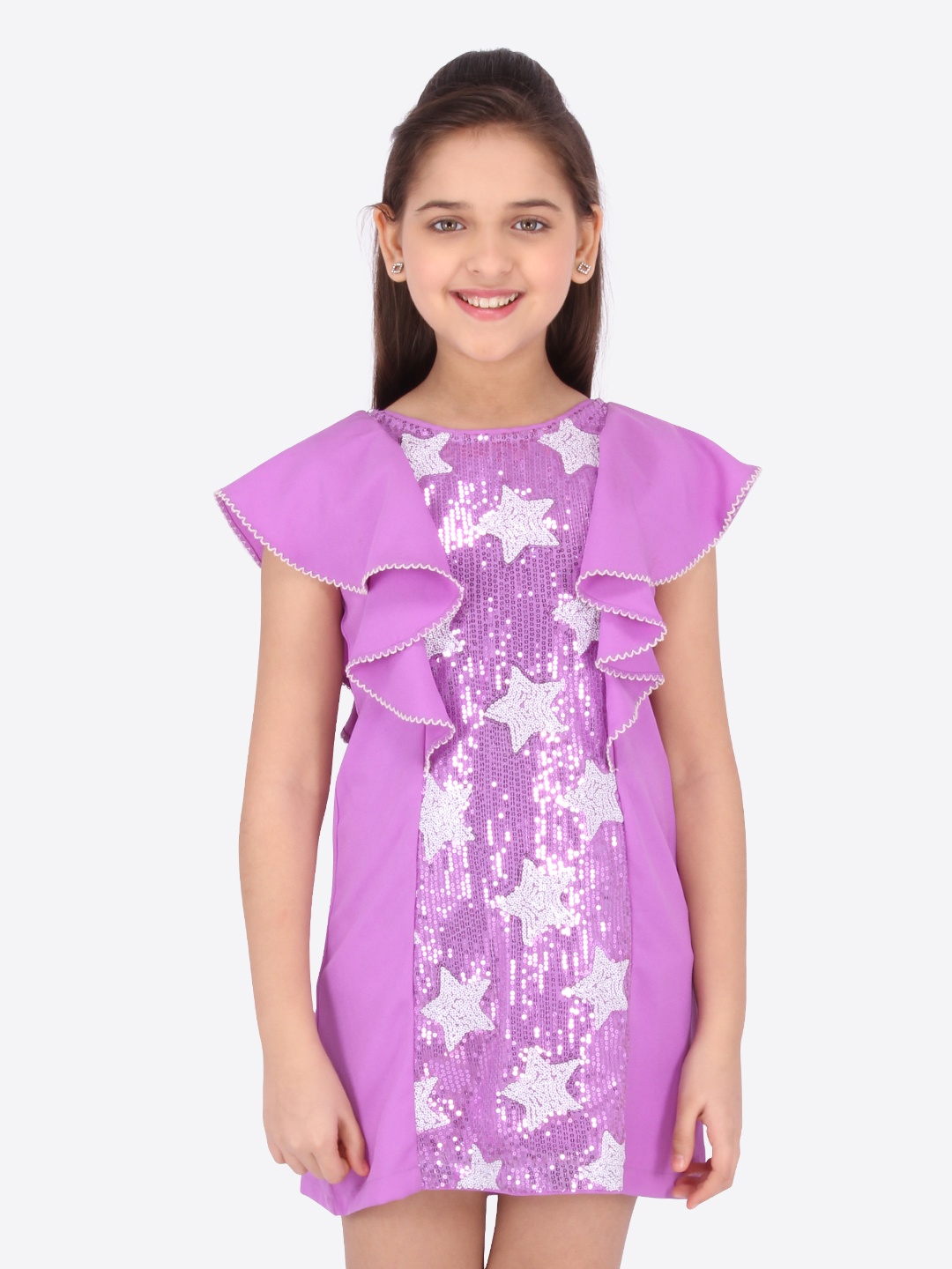 

CUTECUMBER Girls Purple Embellished Sheath Dress