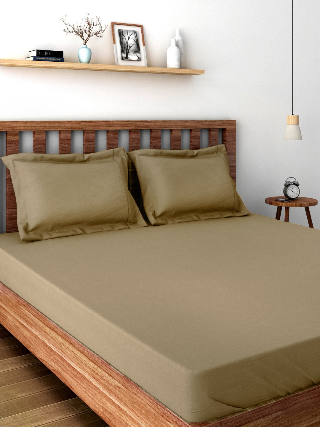 

MASPAR Colorart Beige 200 TC Cotton Double Bedsheet with 2 Pillow Covers