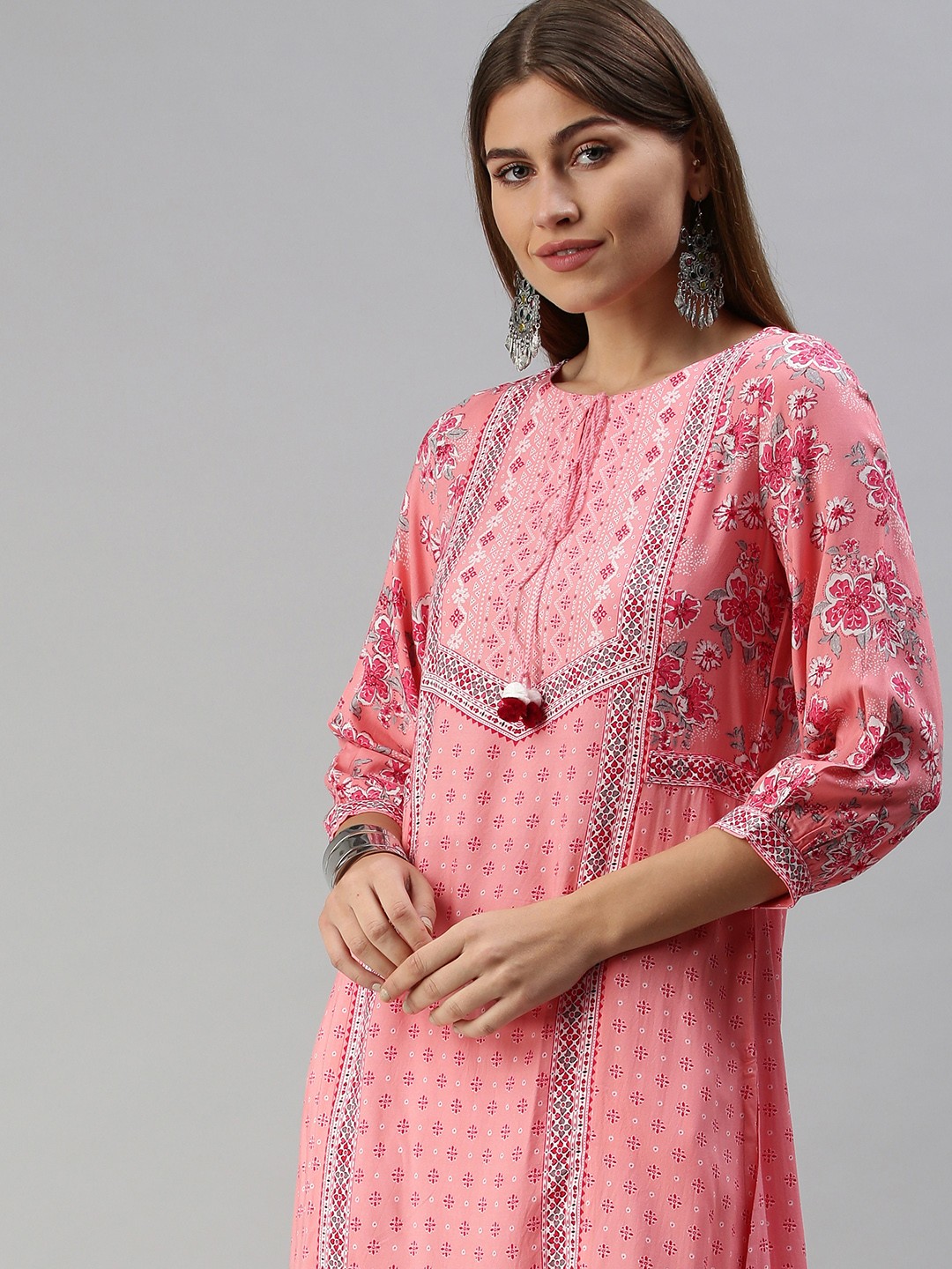 

Global Desi Women Pink Ethnic Motifs Printed Straight Kurta