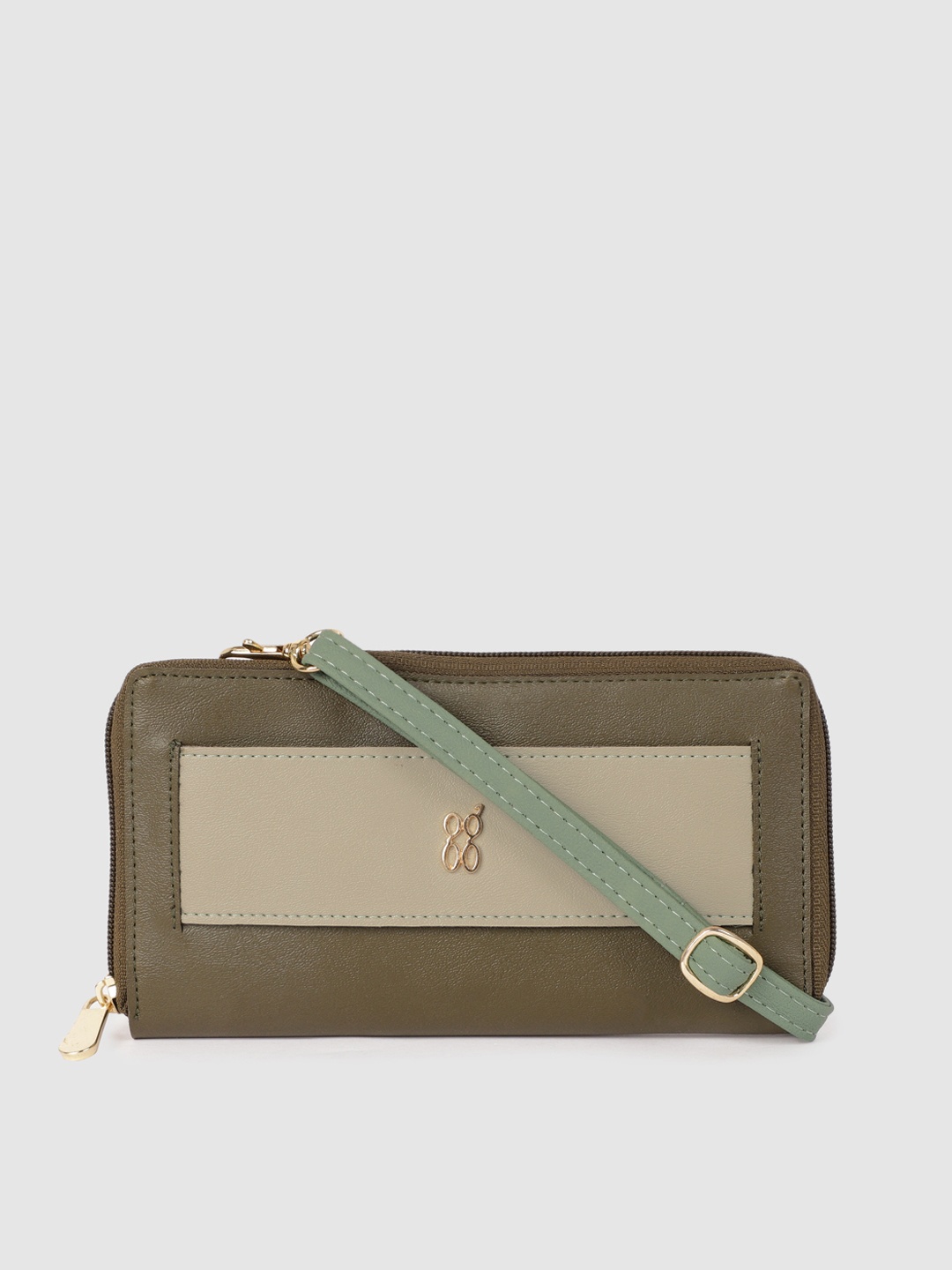 

Baggit Women Olive Green Solid Zip Around Wallet